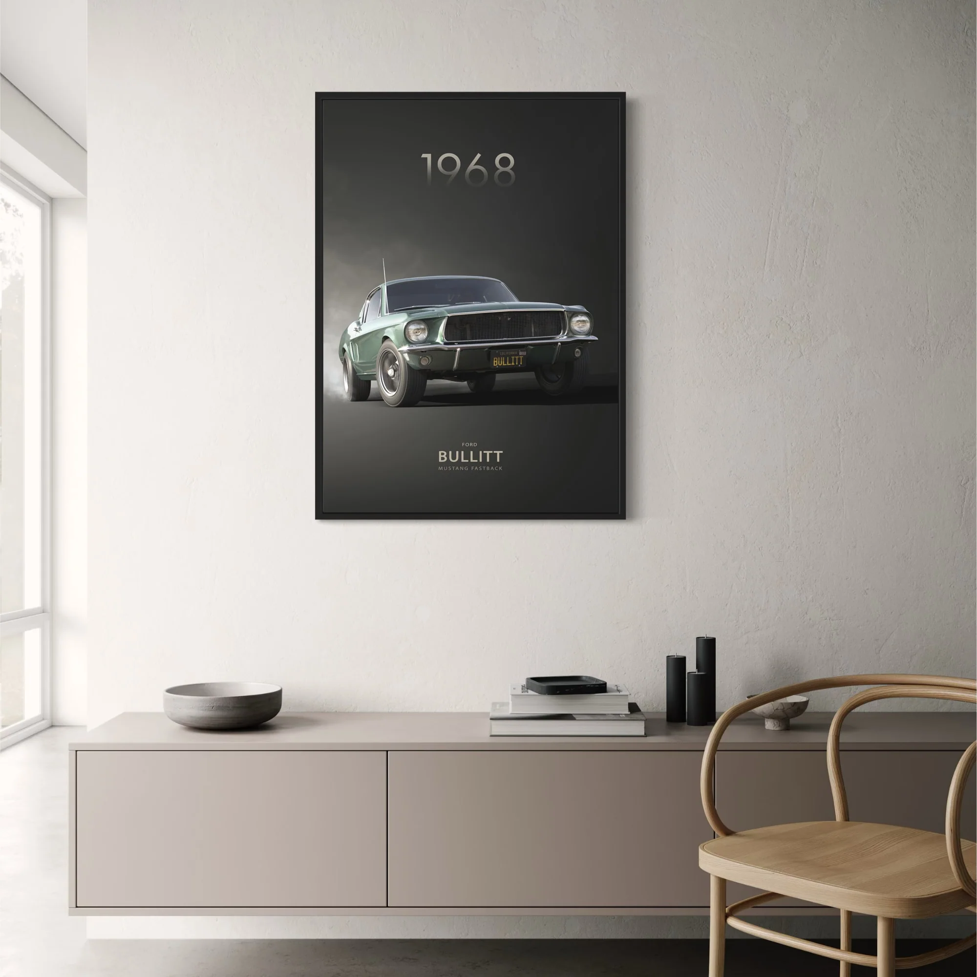 1968 Ford Mustang | Bullitt in Highland Green | Vintage Muscle Car Art - Image 2
