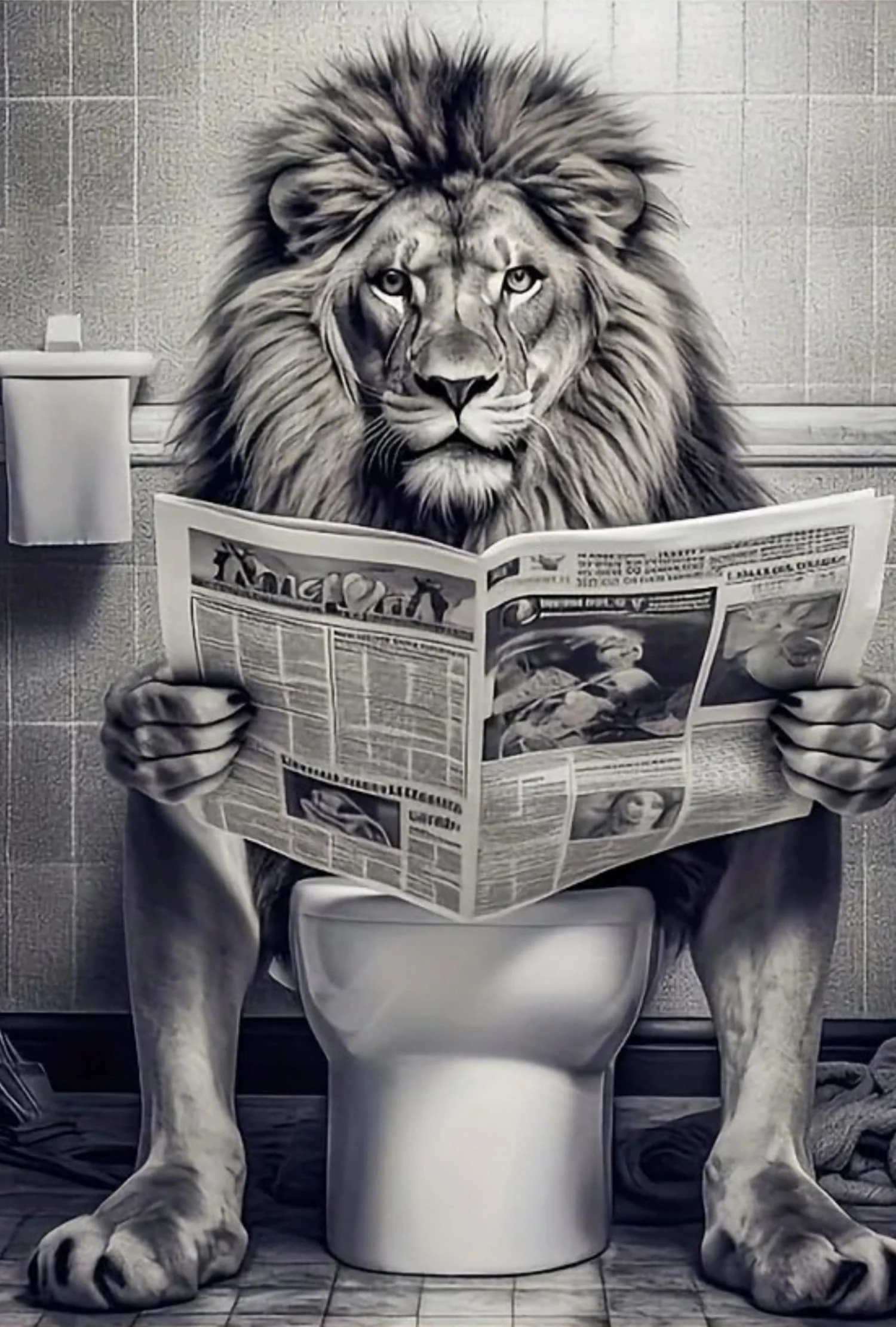 Lion Comic | Reading Newspaper | Humorous Art - Image 4