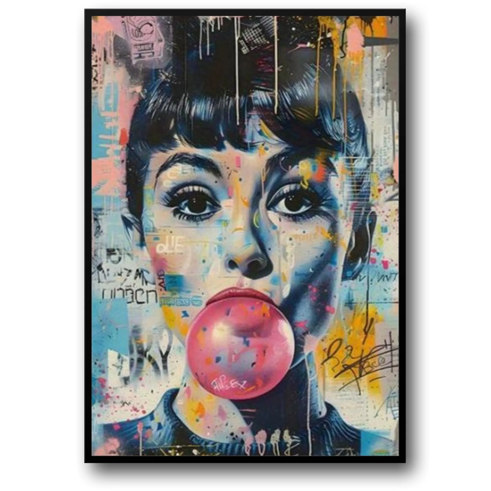 Bubble Gum Blowing Woman | Vibrant Pop Art