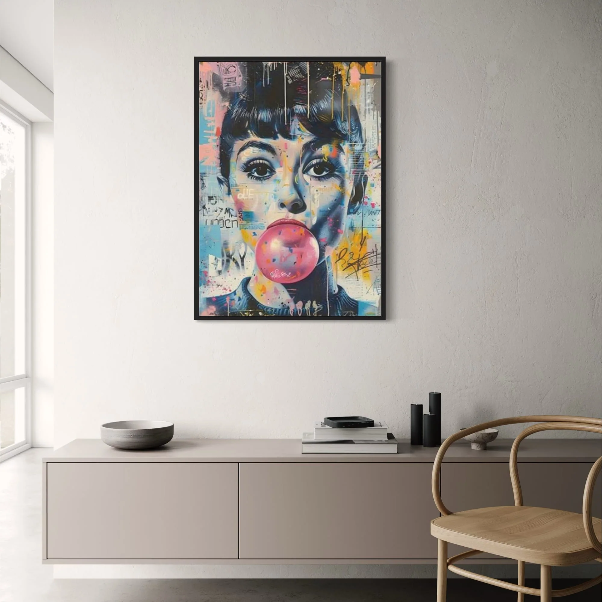 Bubble Gum Blowing Woman | Vibrant Pop Art - Image 2
