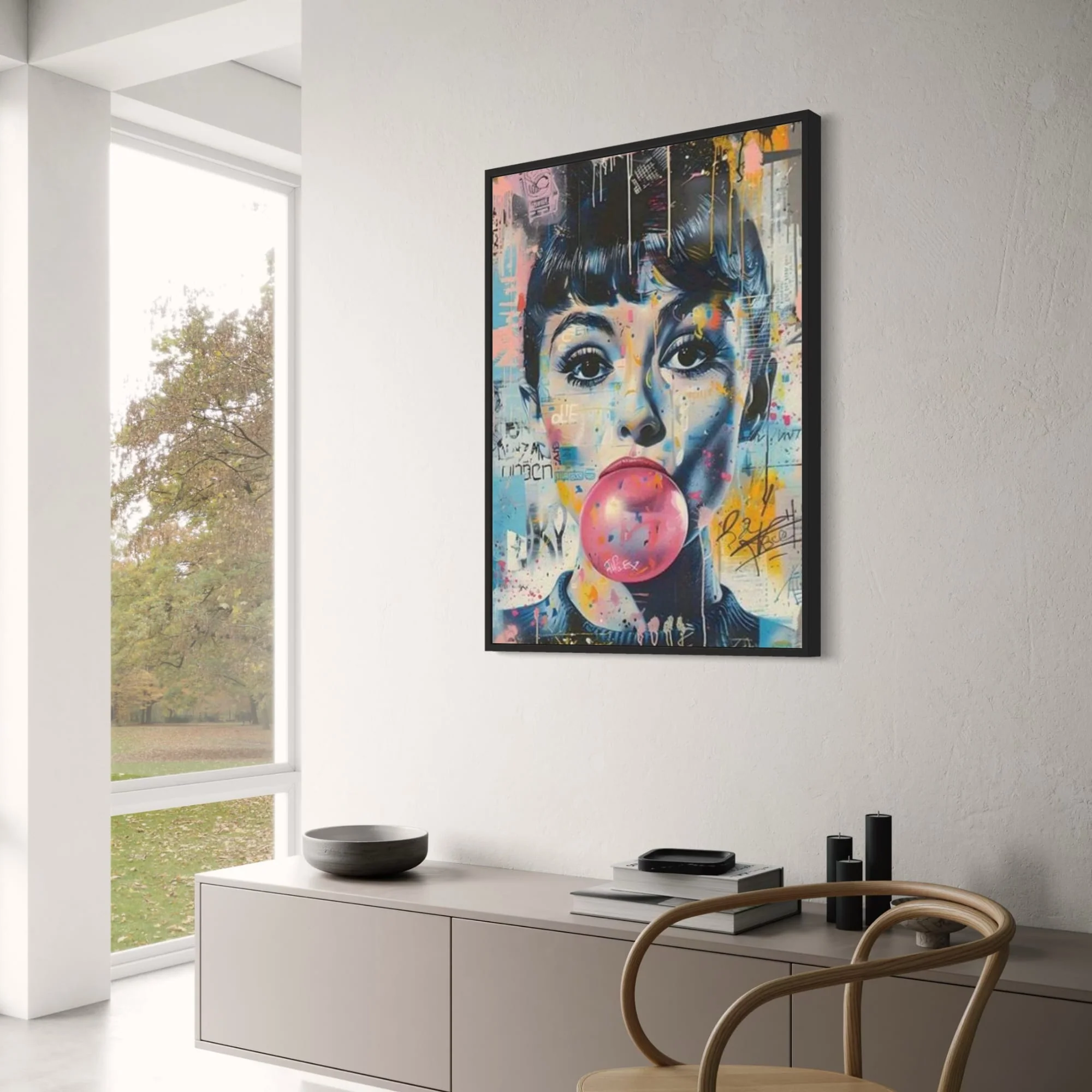 Bubble Gum Blowing Woman | Vibrant Pop Art - Image 3