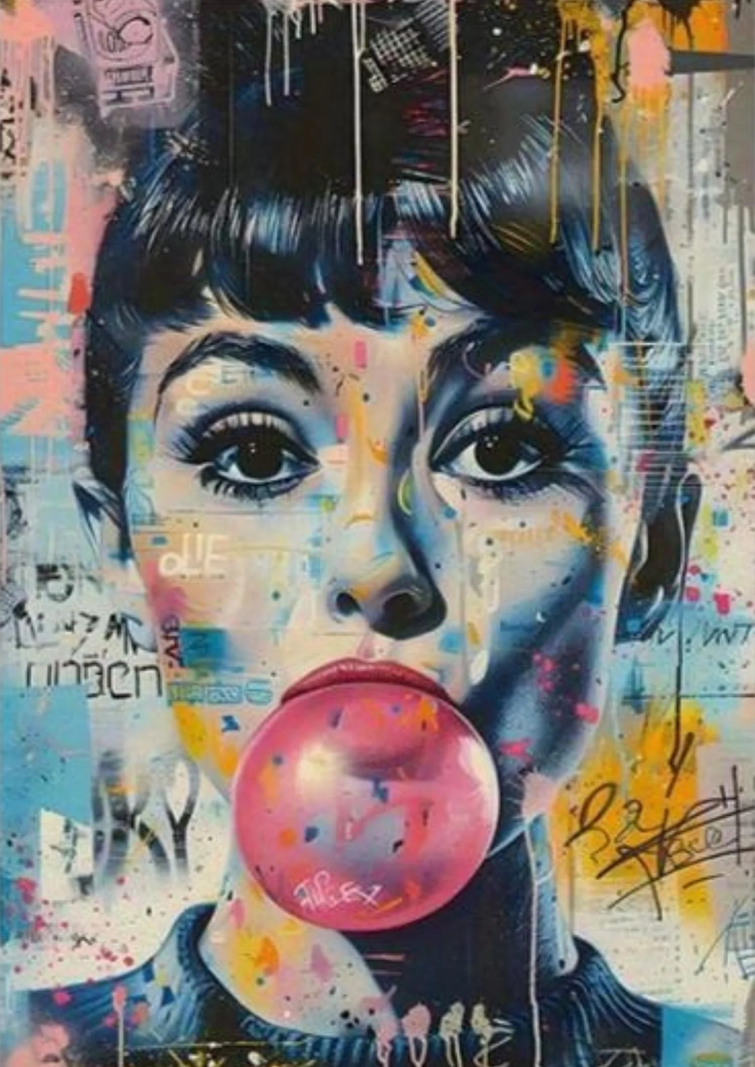 Bubble Gum Blowing Woman | Vibrant Pop Art - Image 4