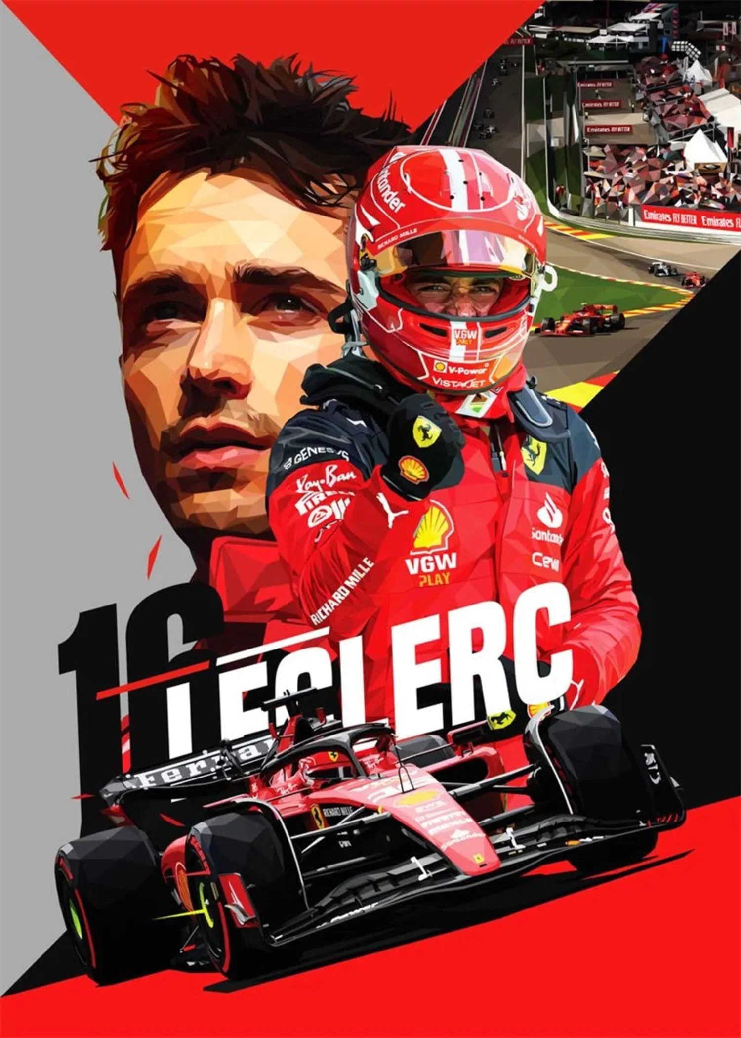 Charles Leclerc F1 Legend | Racer Helmet Art - Image 4