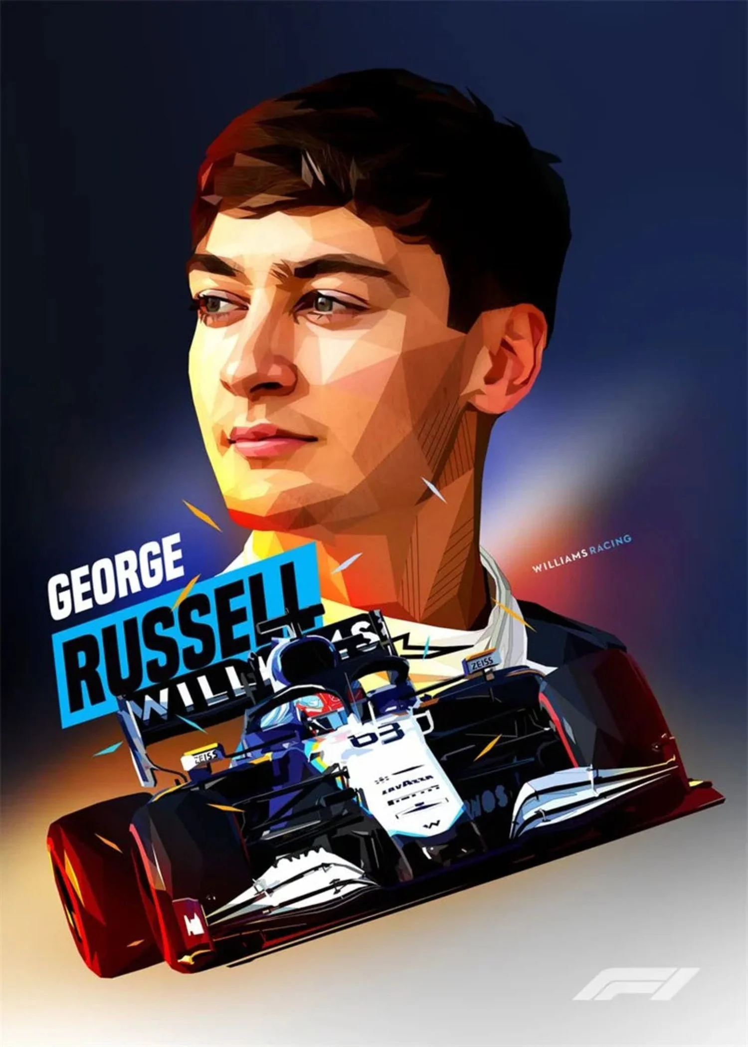 George Russell | F1 Racer Helmet | Motorsport Art - Image 4