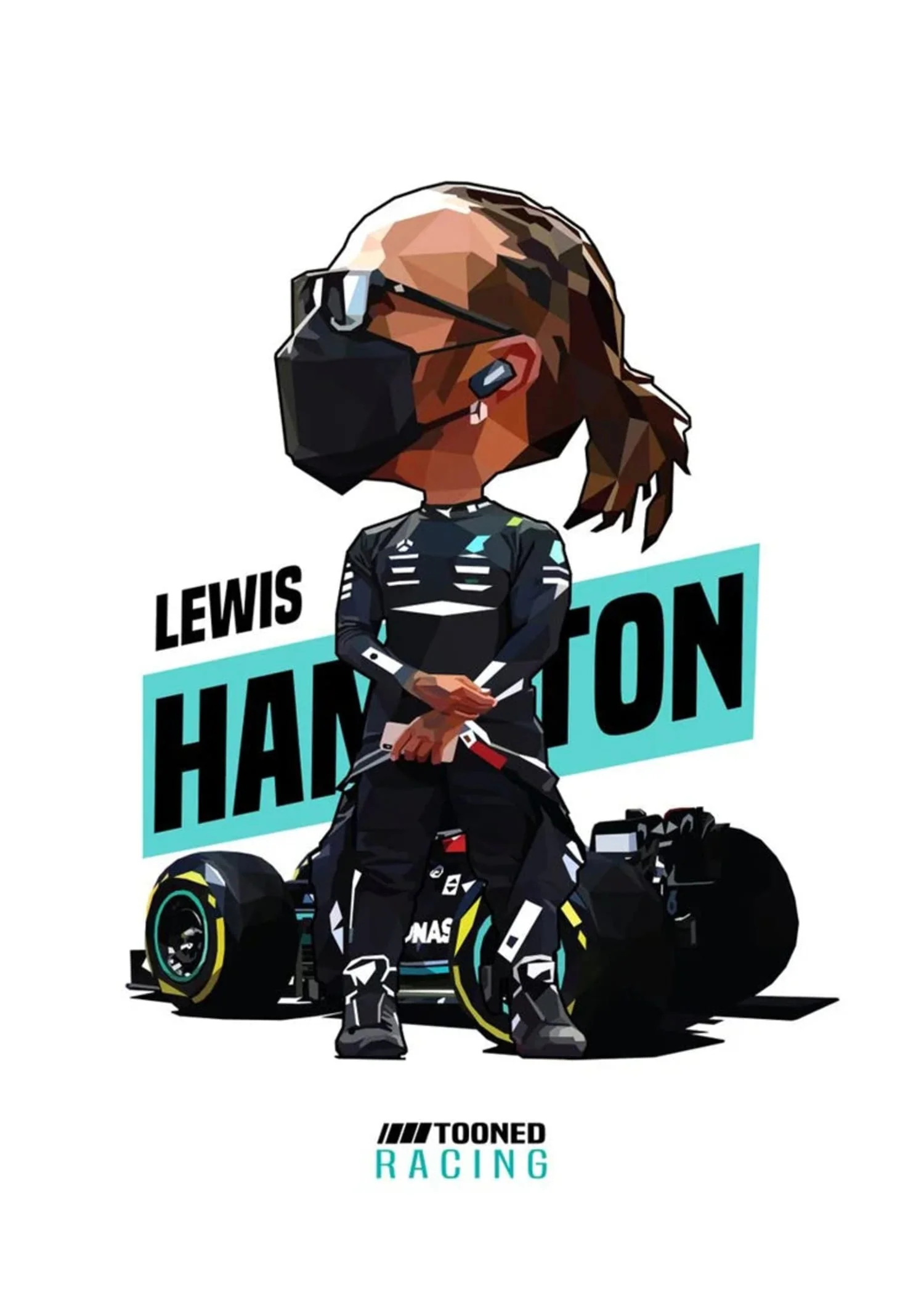 Cartoon Lewis Hamilton Helmet | F1 Racing Art - Image 4
