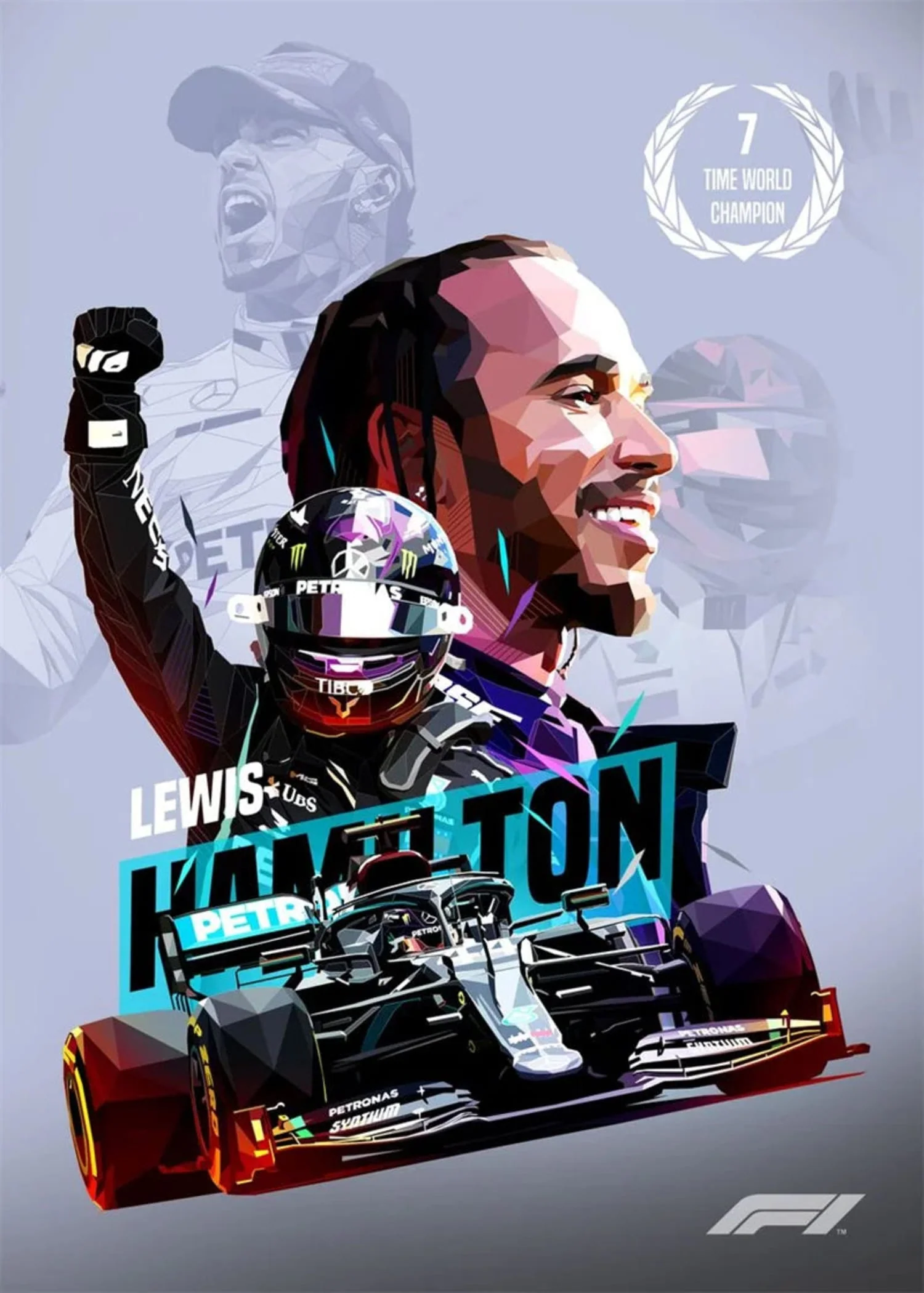 Lewis Hamilton F1 | 7-Time Champion Helmet Art - Image 4