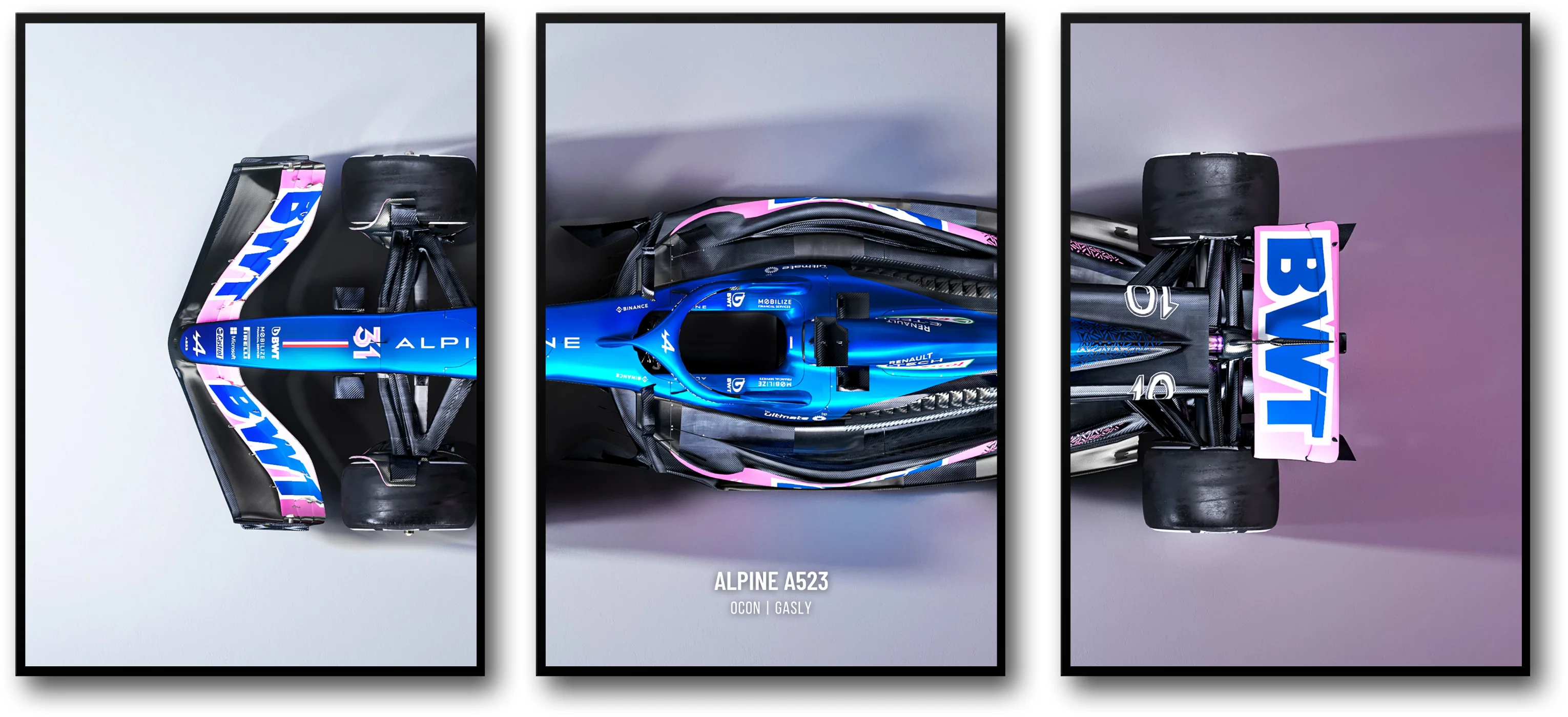 Alpine F1 Team Car | Triple Panel Racing Art