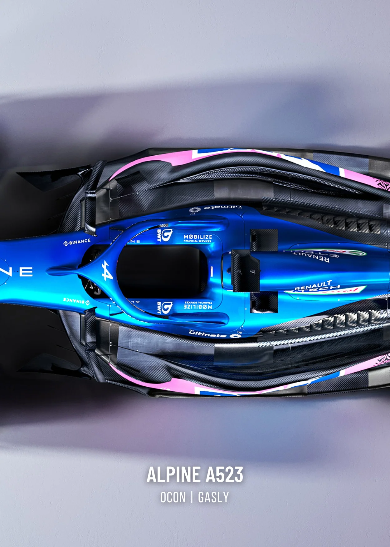 Alpine F1 Team Car | Triple Panel Racing Art - Image 3