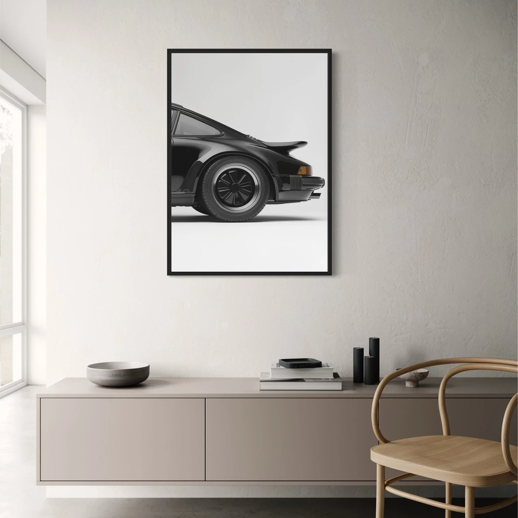 Classic Black Sports Car | Vintage Minimalist Design - Image 2