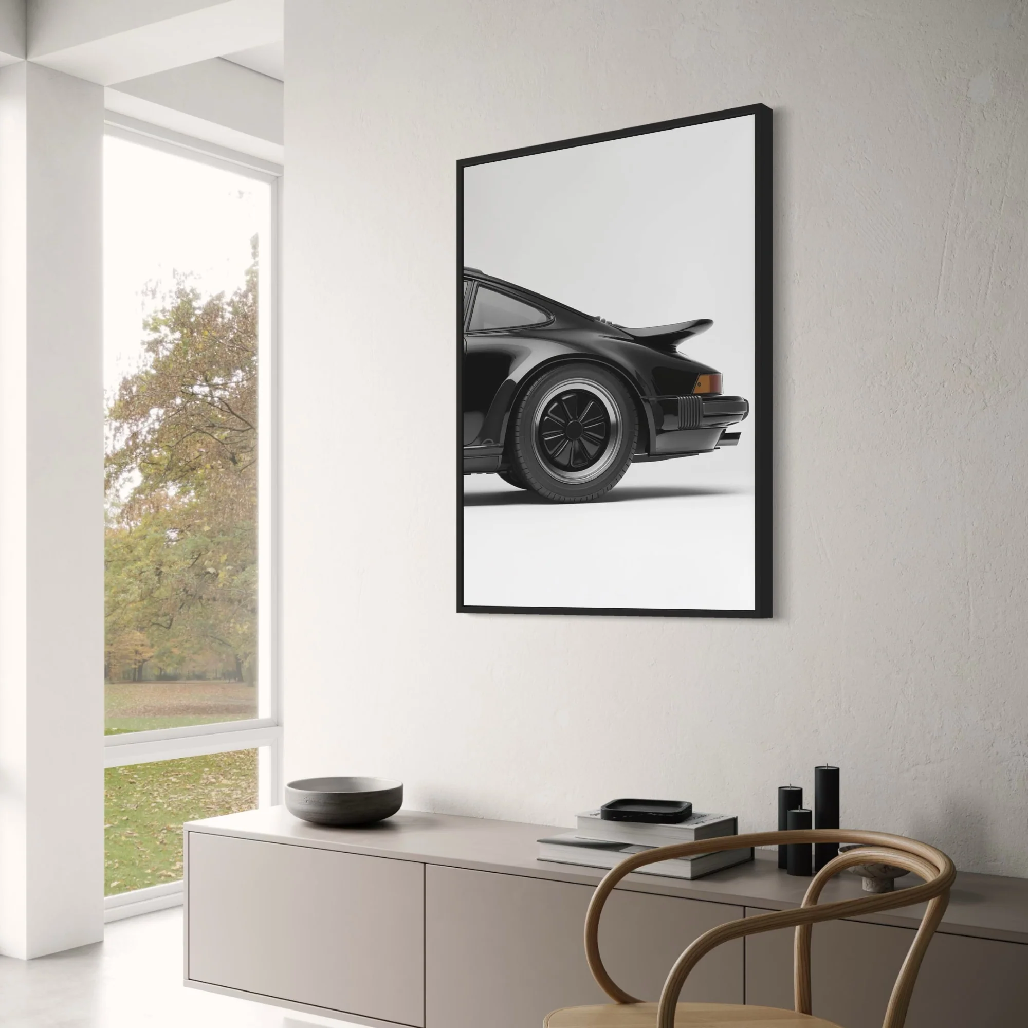Classic Black Sports Car | Vintage Minimalist Design - Image 3