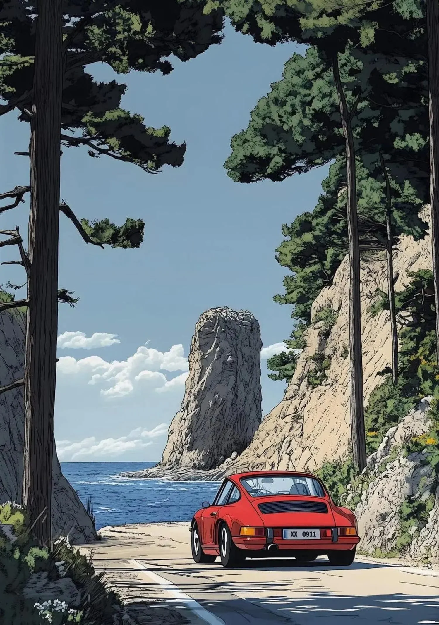 Classic Red Sports Car | Coastal Drive | Ocean Adventure - Image 4