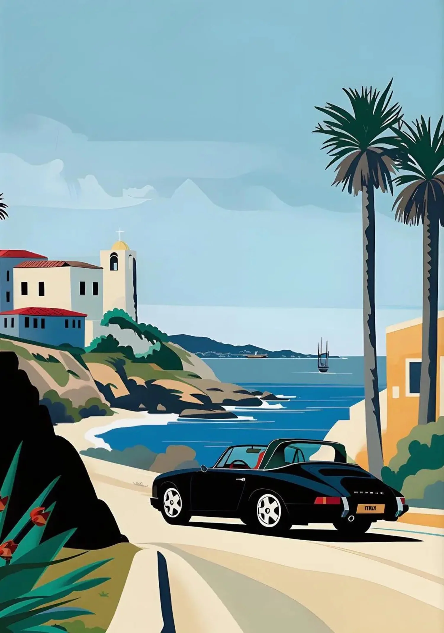 Retro Convertible Coastal Trip | Classic Car | Mediterranean Charm - Image 4