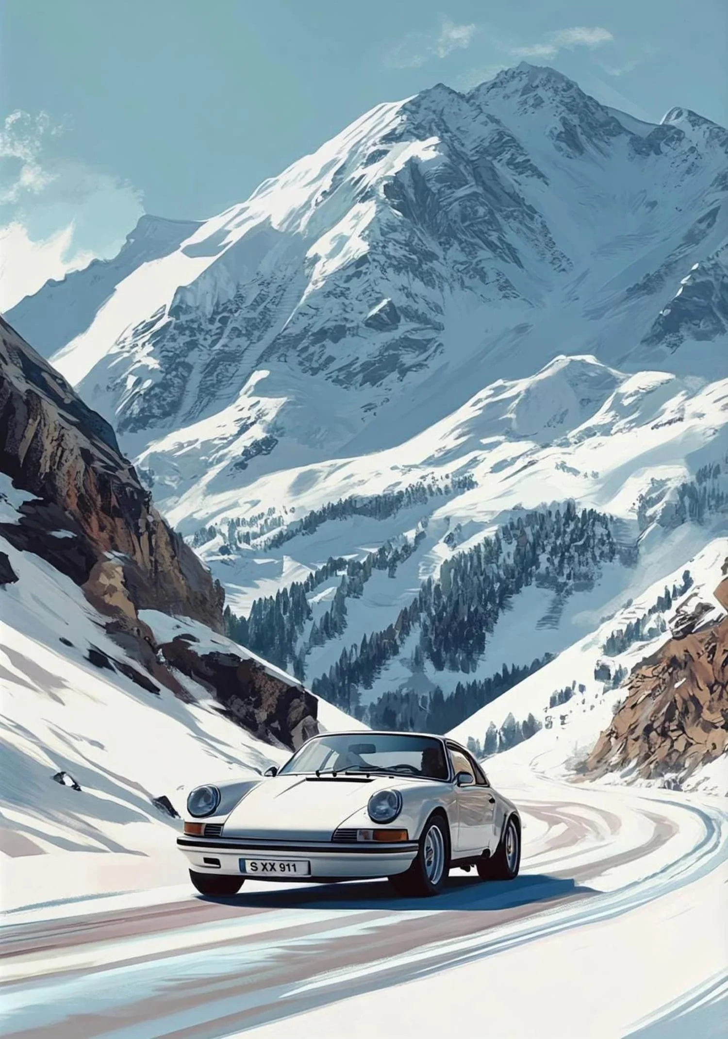 Classic Porsche | Retro Winter Wonderland | Vintage Sports Car Scene - Image 4