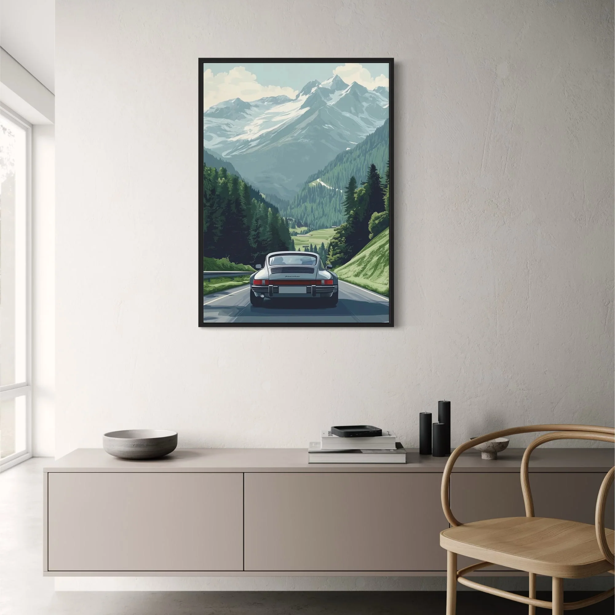 Vintage Porsche | Alpine Drive Retro Scene - Image 2