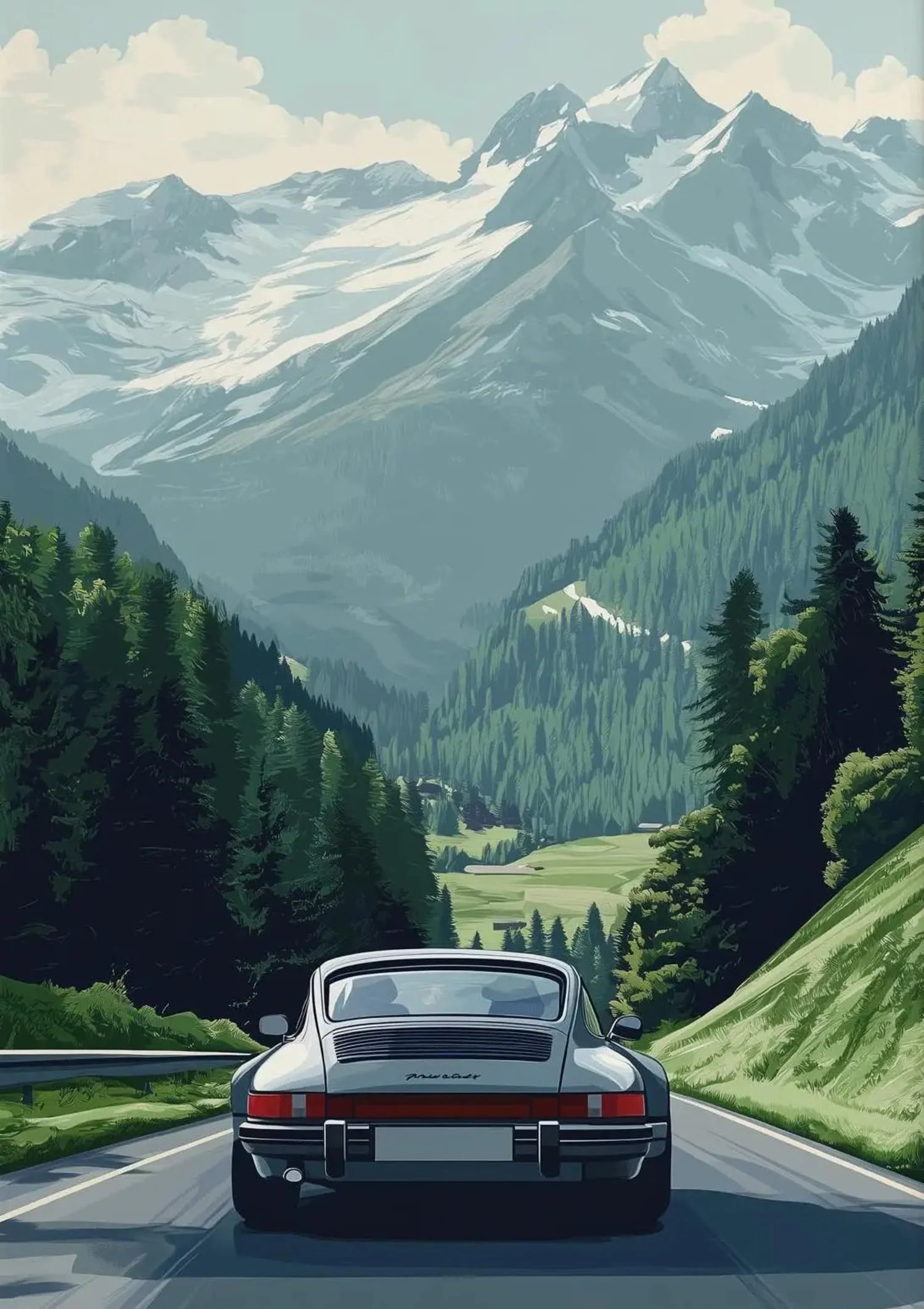 Vintage Porsche | Alpine Drive Retro Scene - Image 4