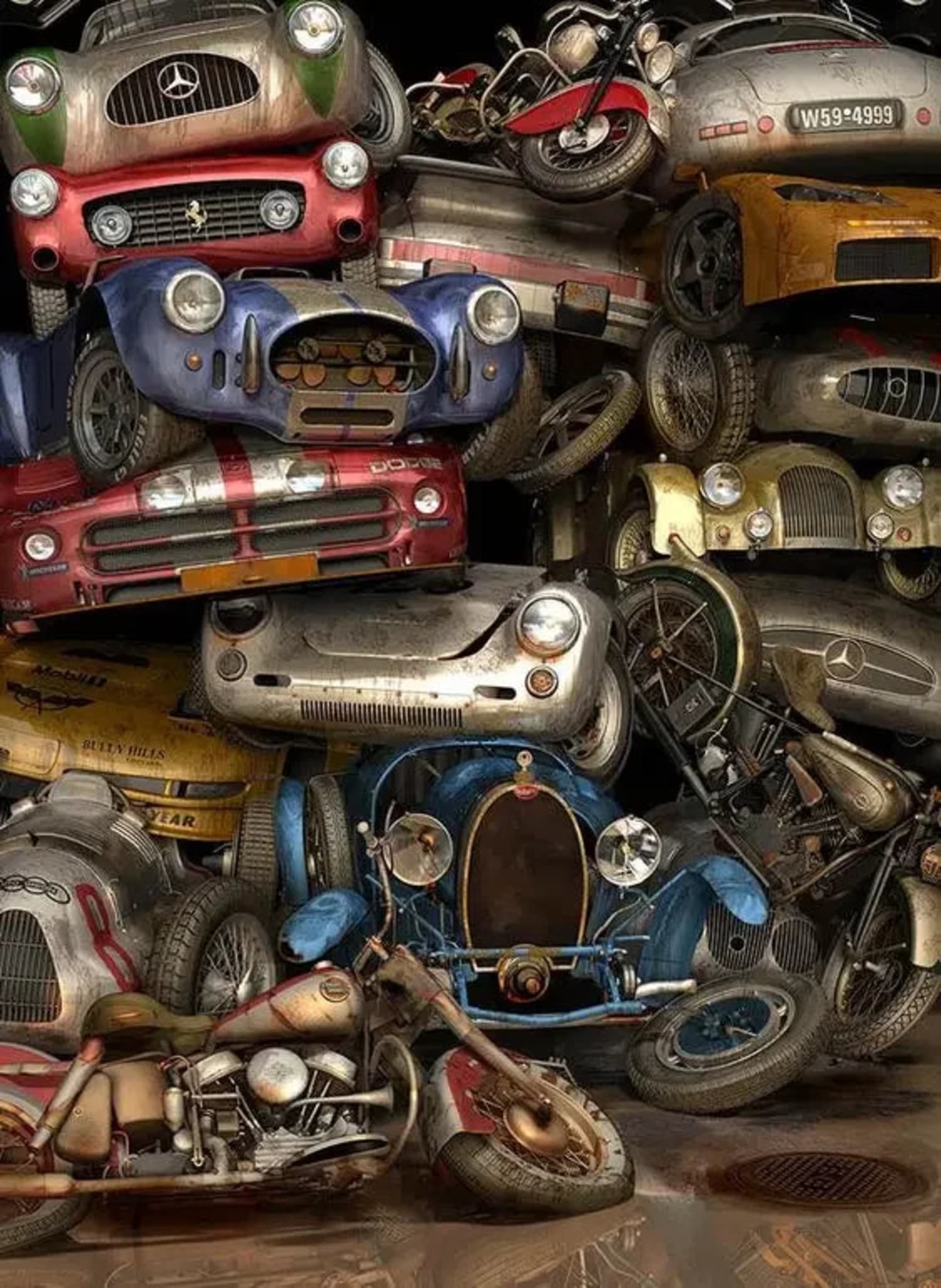 Retro Car & Motorcycle Collage | Classic Icons - Image 4
