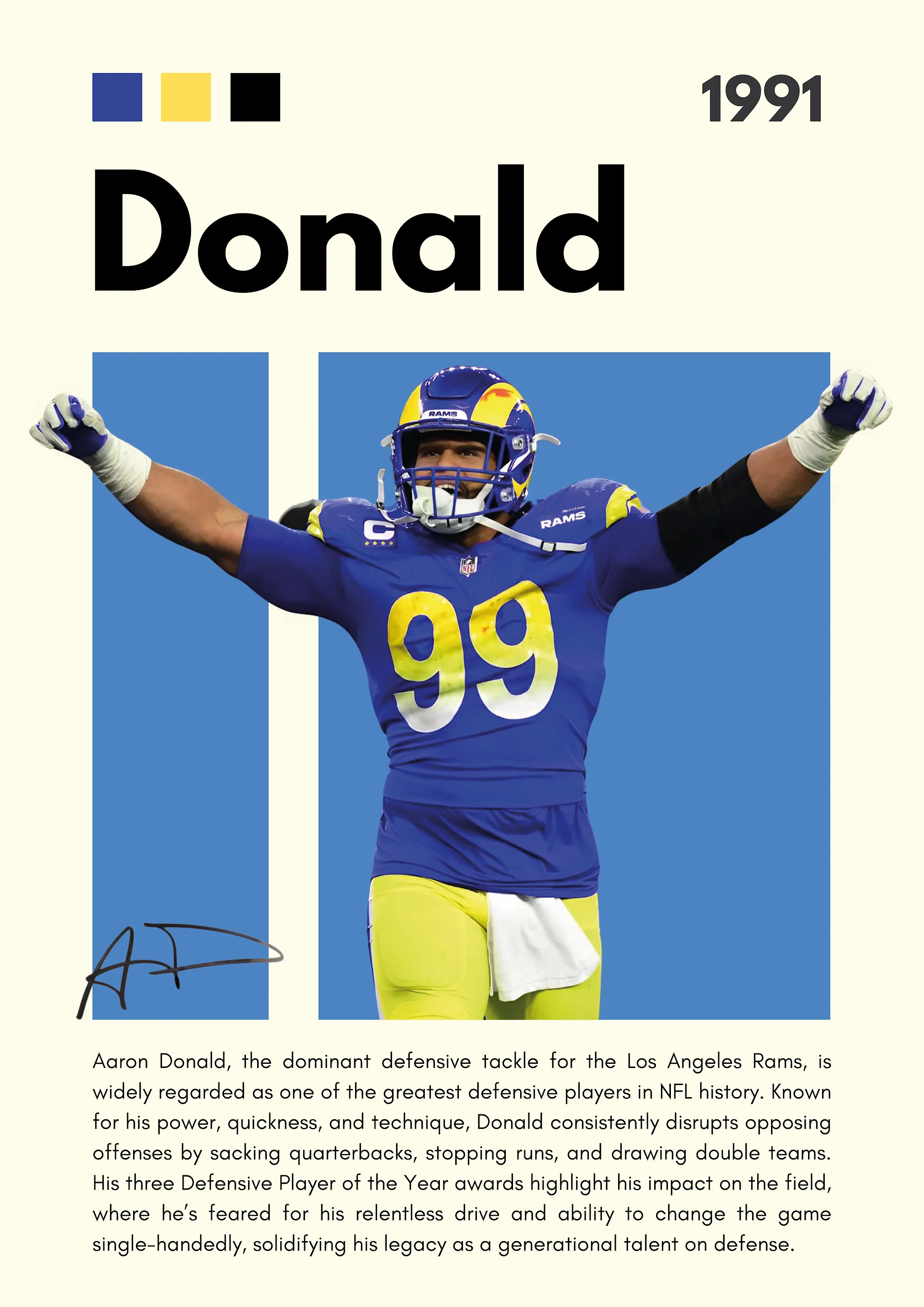 Aaron Donald | Los Angeles Rams | Blue & Yellow - Image 4