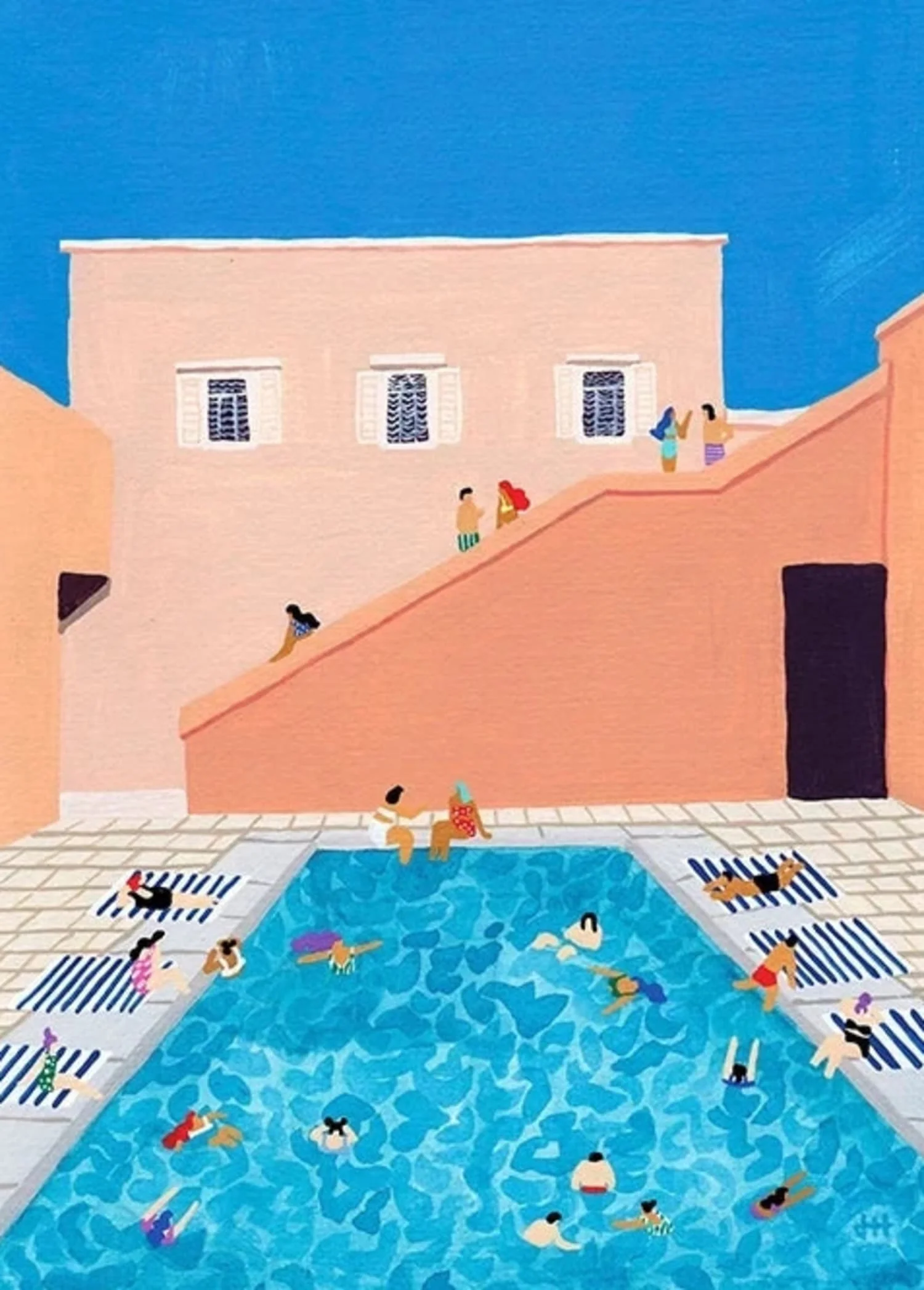 Afternoon at the Pool | Modern Pastel - Image 4