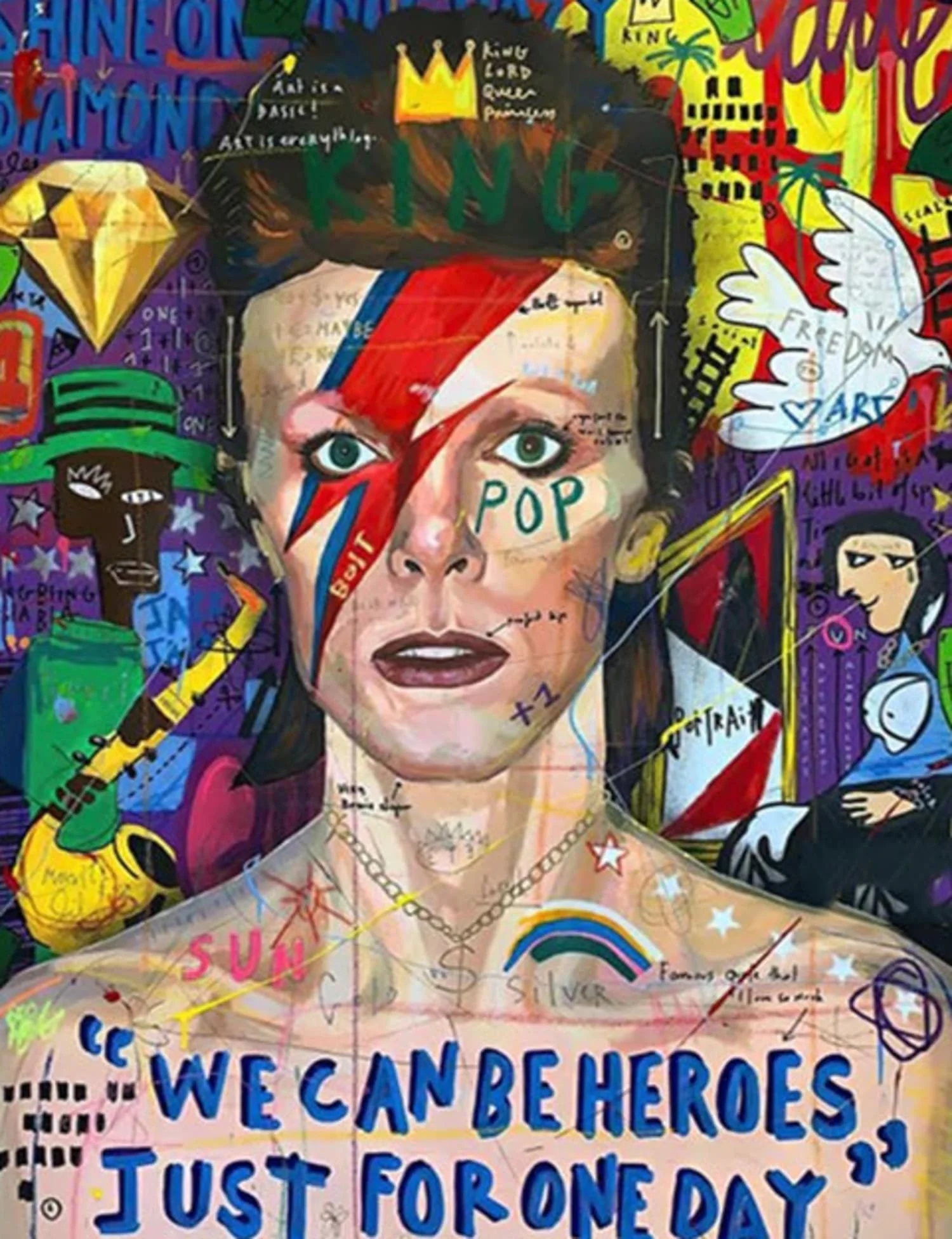 Abstract David Bowie Graffiti | Pop Canvas Art - Image 4