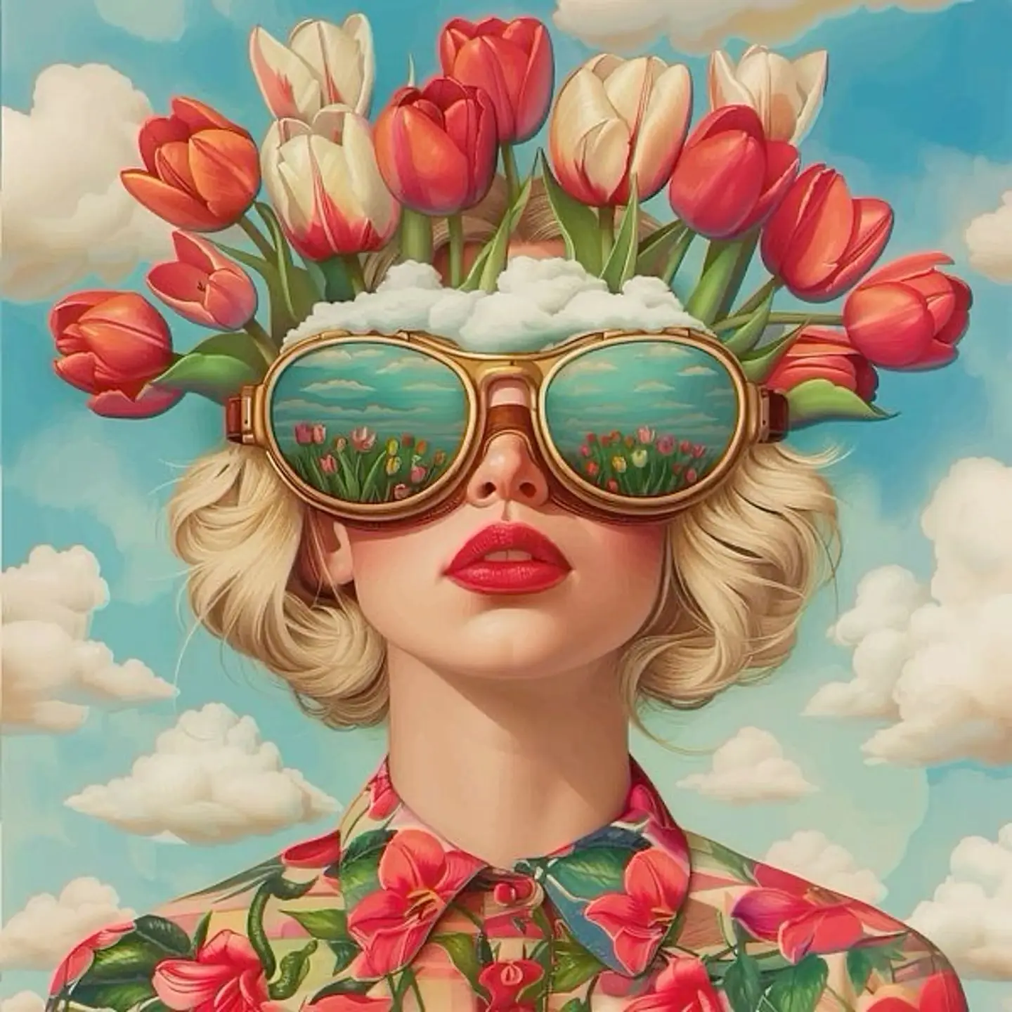 Floral Girl | Tulip Crown | Serene Sky - Image 2