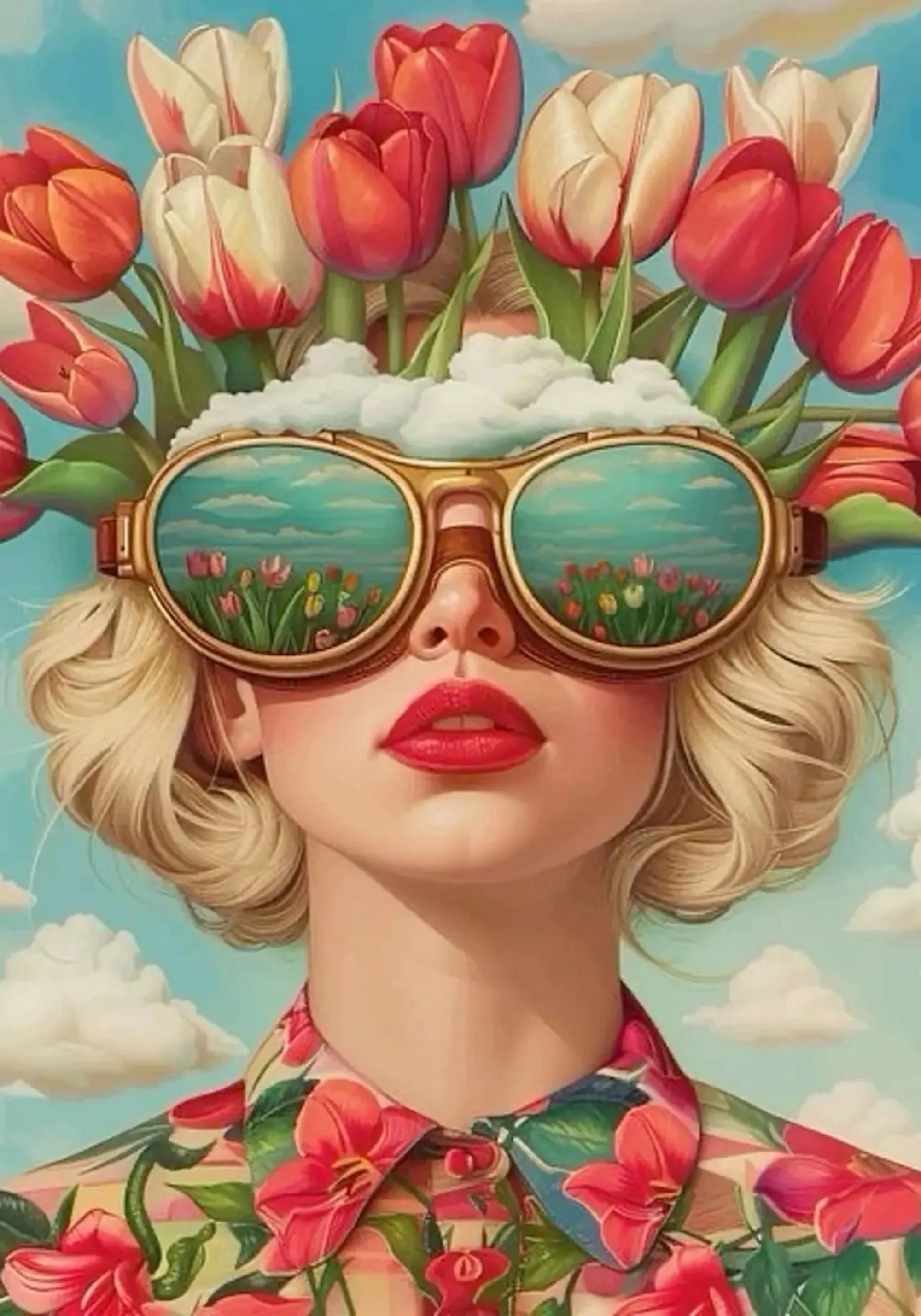 Floral Girl | Tulip Crown | Serene Sky - Image 3