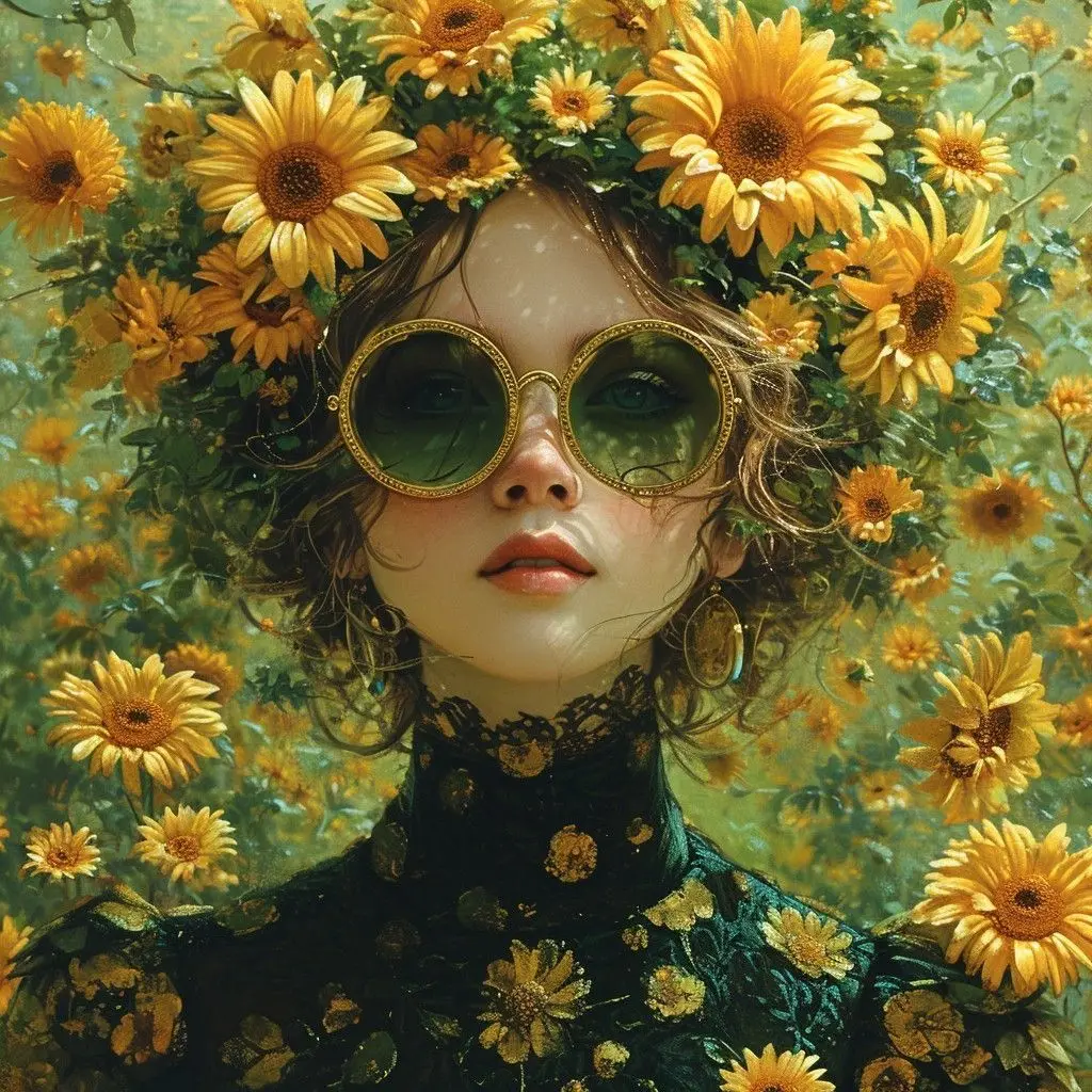 Eternal Sunflower Portrait | Vibrant Golden Eyes - Image 2