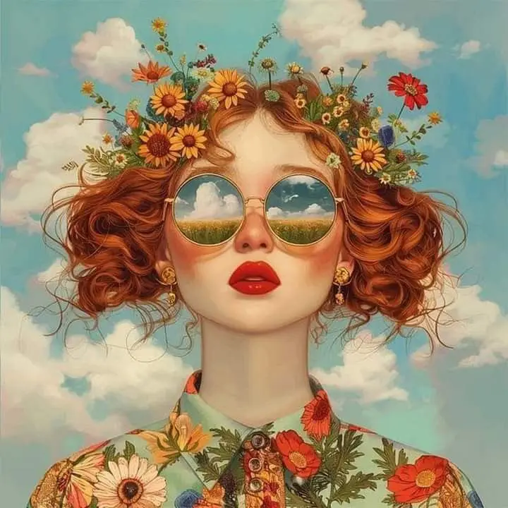 Floral Girl | Sunset Meadow | Floral Crown Reflection - Image 2
