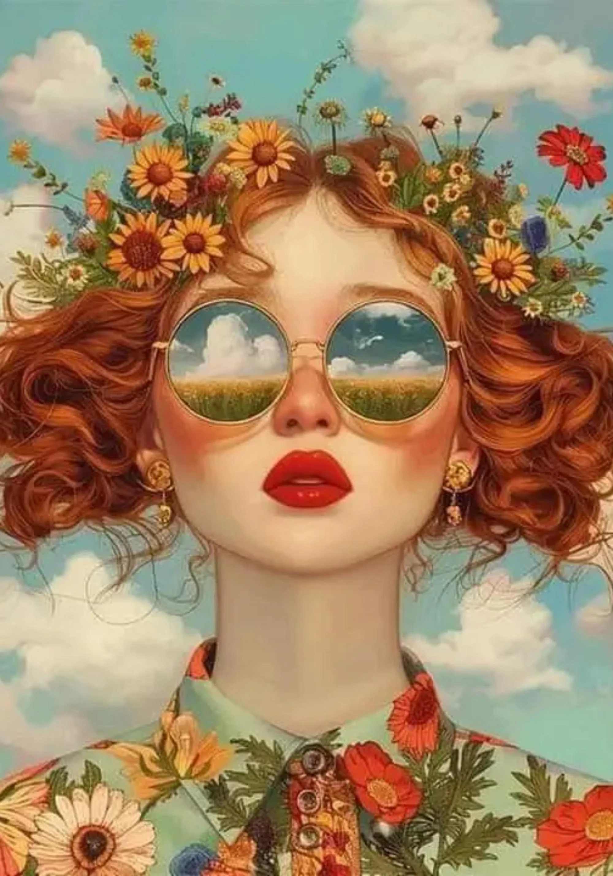 Floral Girl | Sunset Meadow | Floral Crown Reflection - Image 3