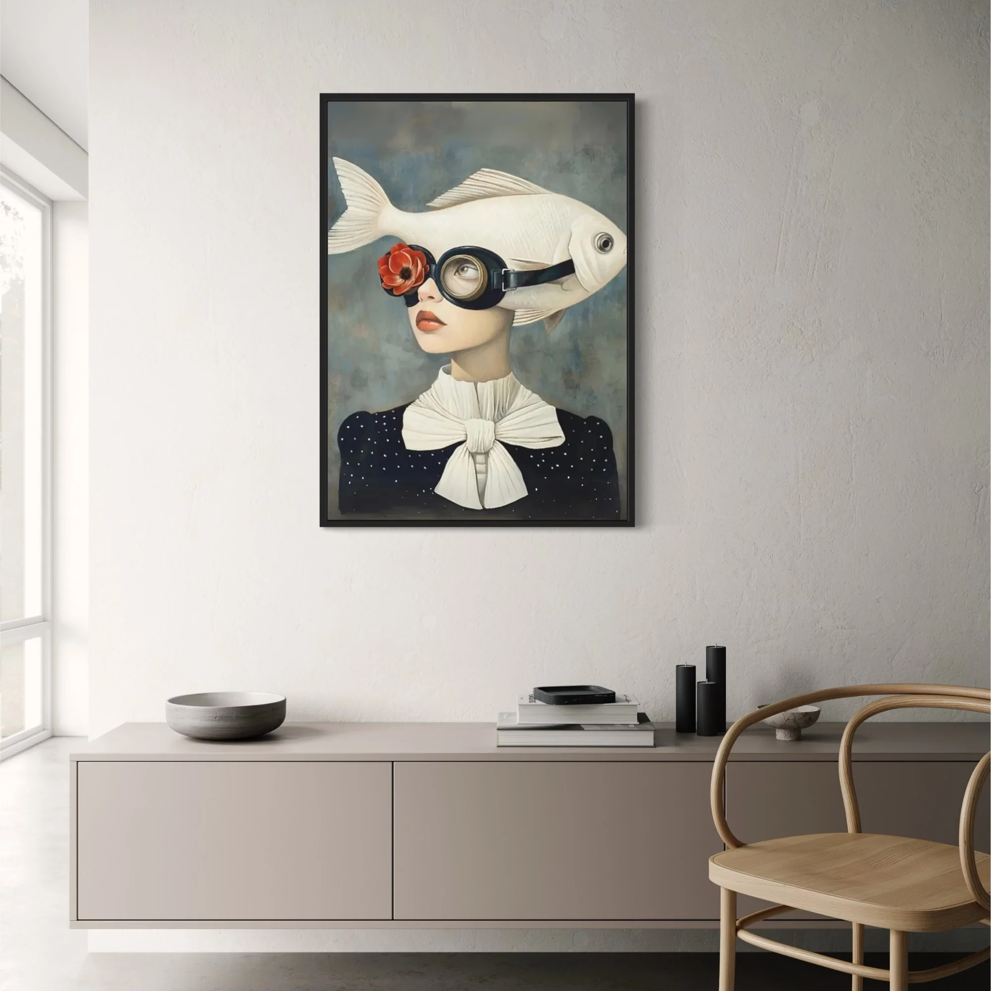 Floral Girl | Surreal Celestial | Vintage Diving Mask - Image 2