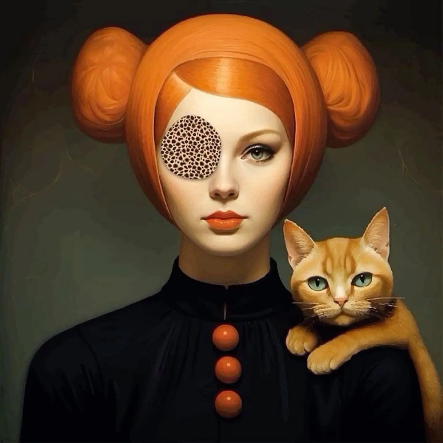 Floral Girl and Cat | Vintage Style - Image 2