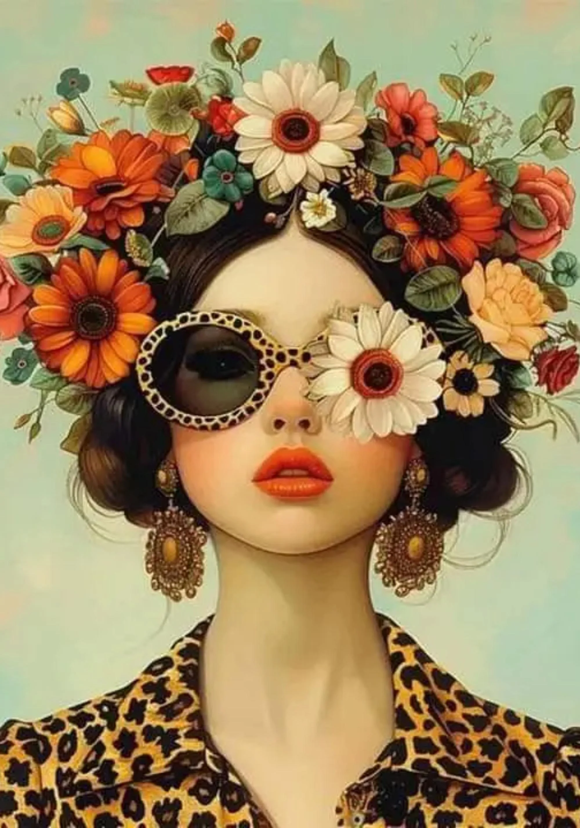 Floral Girl | Chic Sunglasses & Blooming Crown Art - Image 3