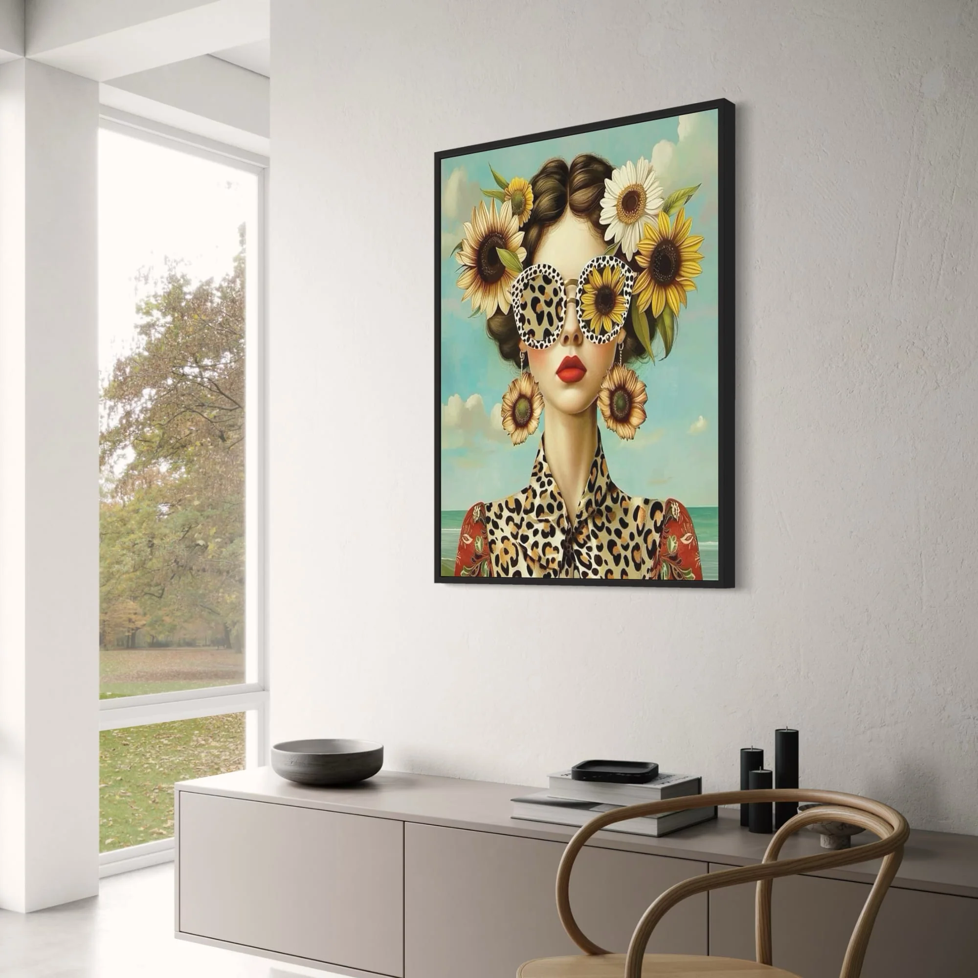 Sunflower Girl | Leopard Print & Rustic Floral - Image 3
