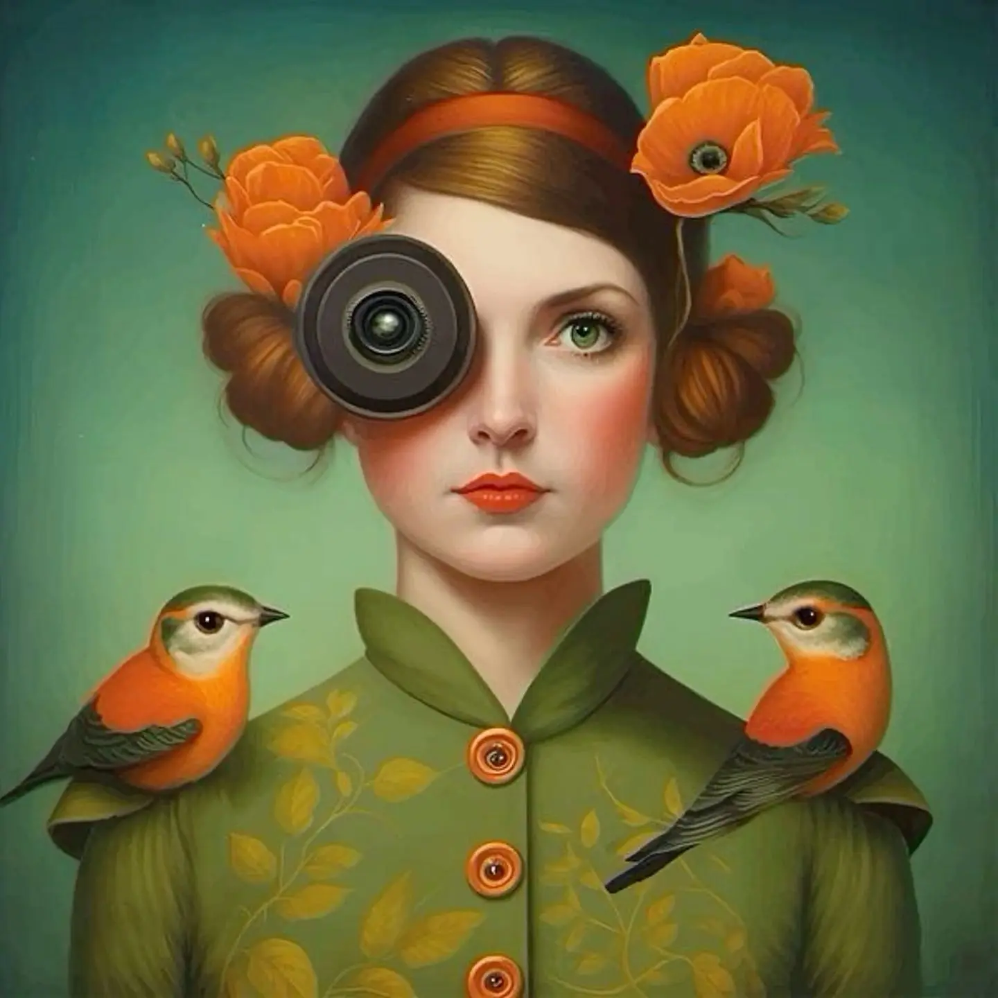 Floral Girl | Whimsical Nature Artwork - Image 2