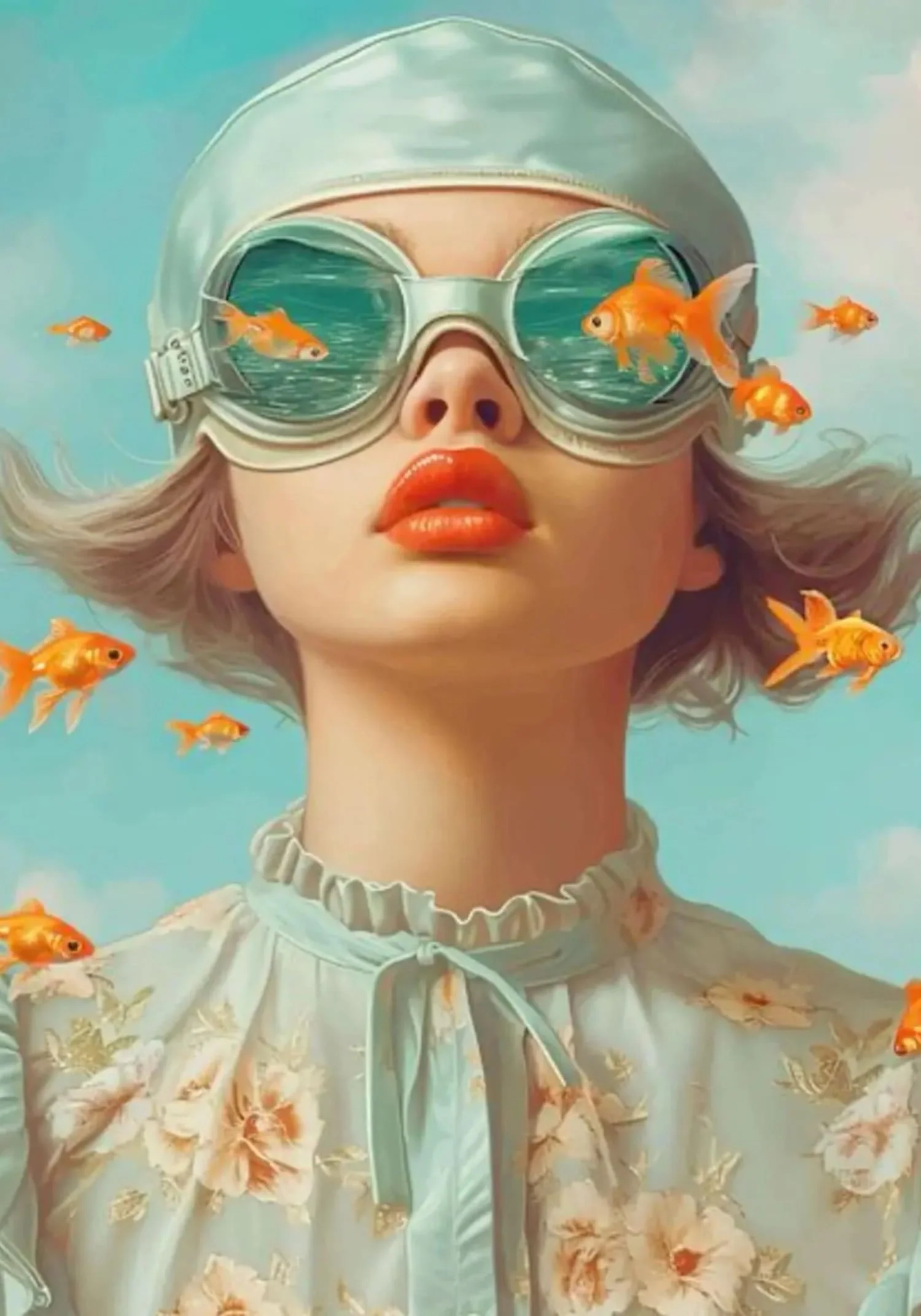 Aquatic Daydream | Floral Girl | Serene Aquamarine - Image 4