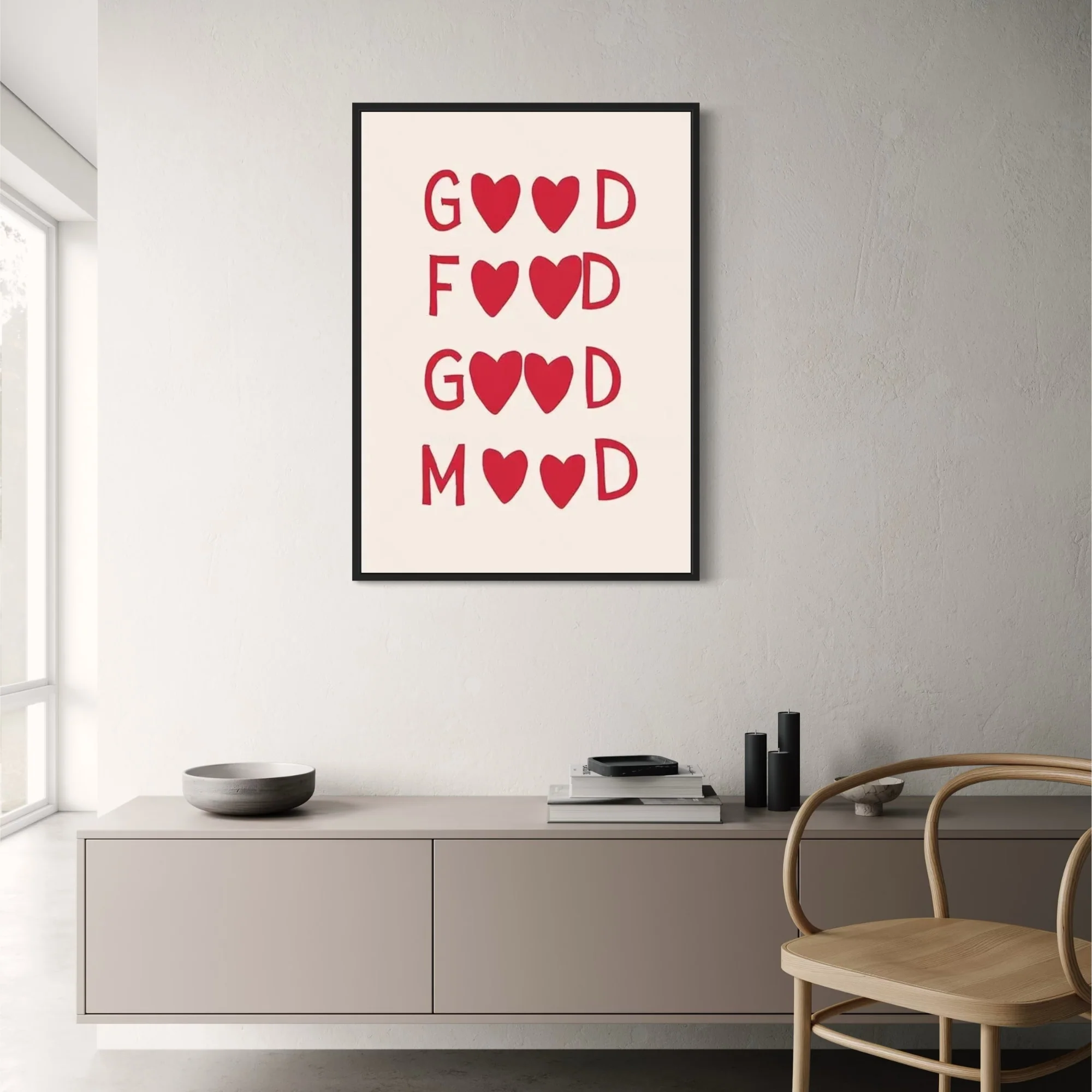 Good Food Good Mood | Minimalist Kitchen Art | Black & White - Image 2