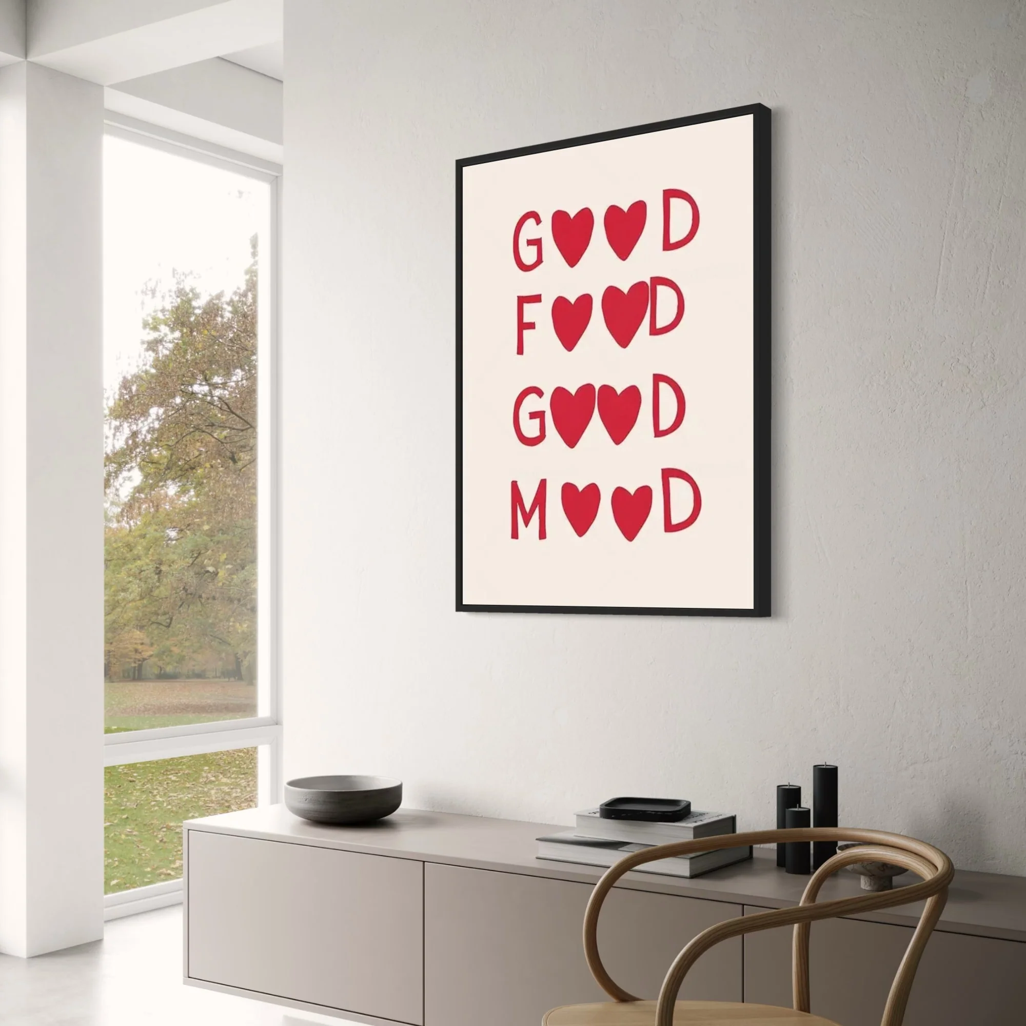 Good Food Good Mood | Minimalist Kitchen Art | Black & White - Image 3
