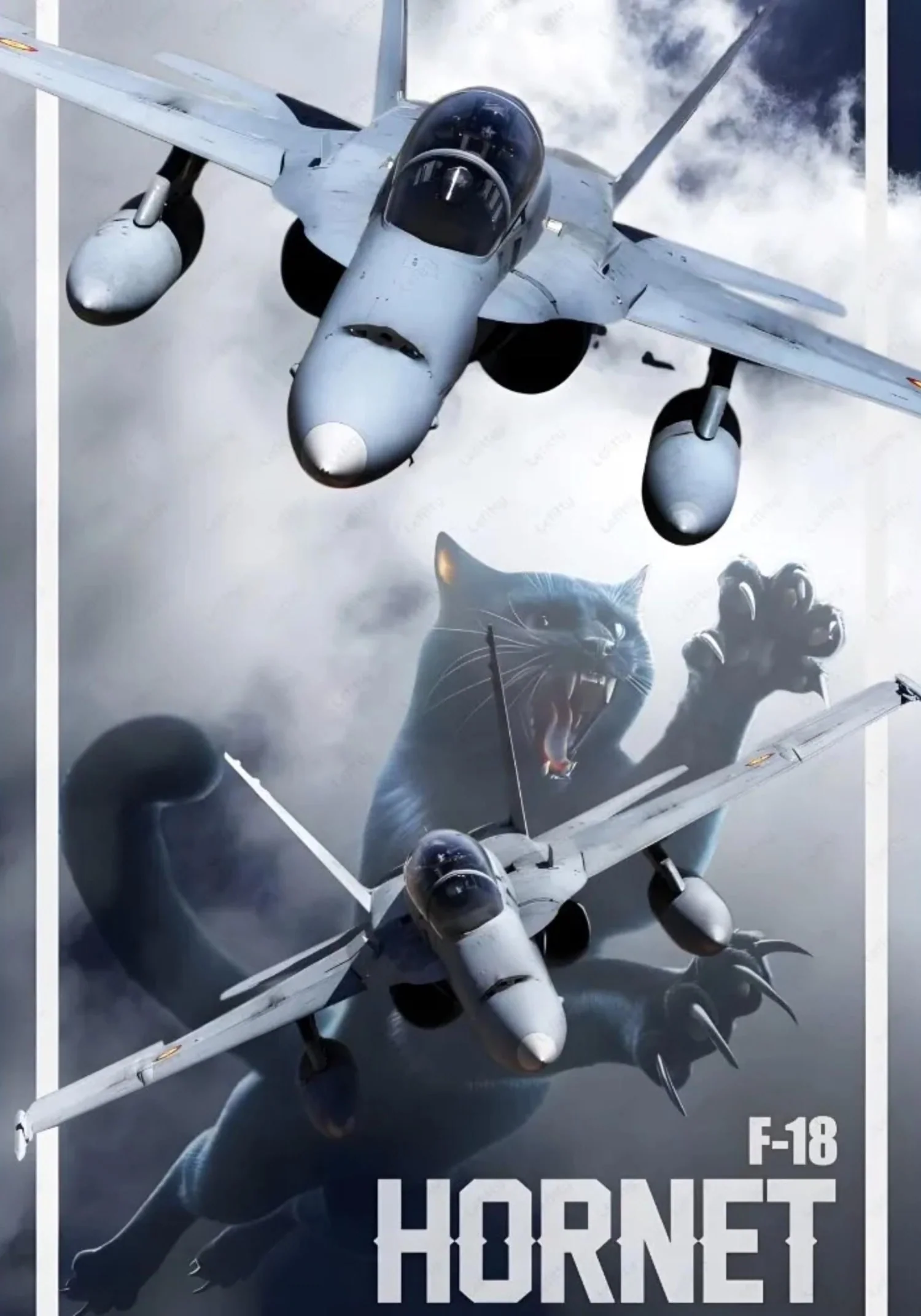 Aviation Art Poster | F-18 Hornet Fighter Jets | Dramatic Sky Scene | Panther Detail | Poster Print - Image 4