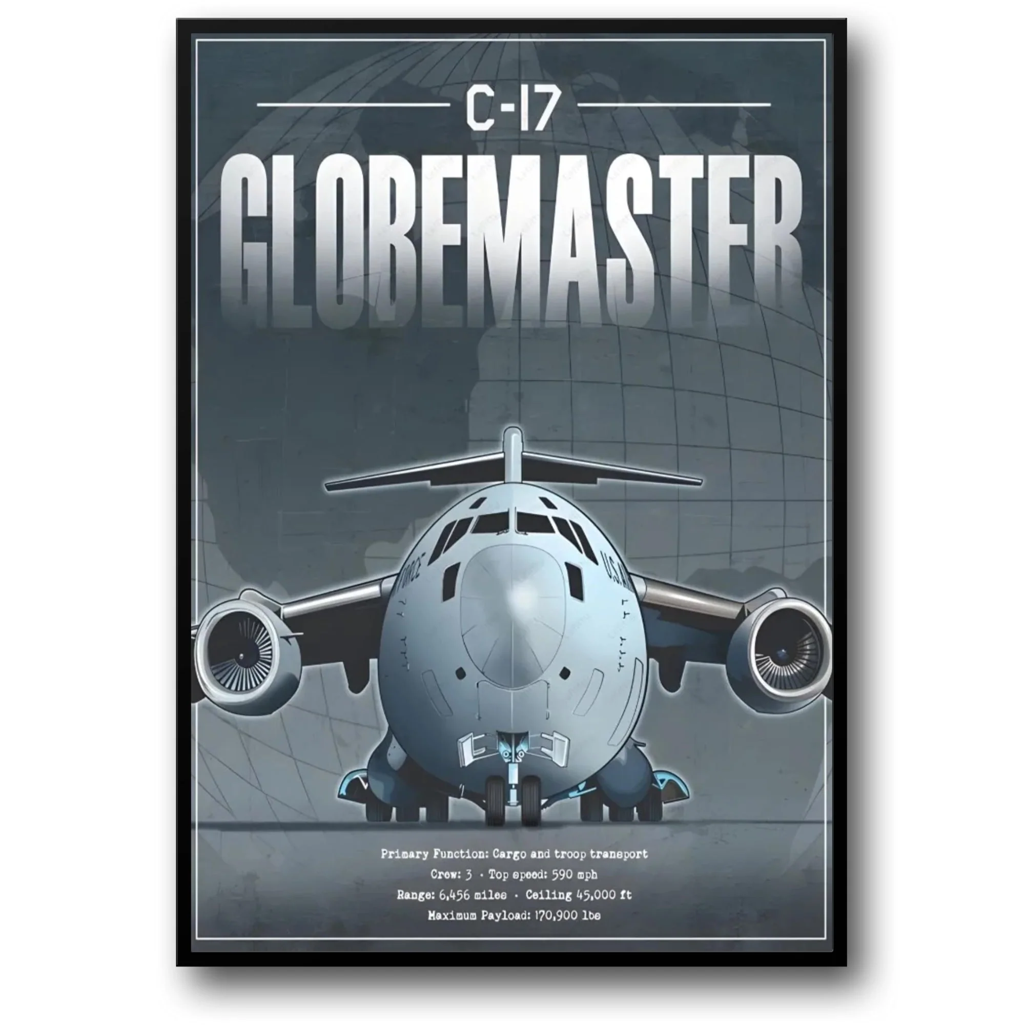 Military Aircraft Print | C-17 Globemaster III Poster | Aviation Art for Home, Office, or Gallery Display