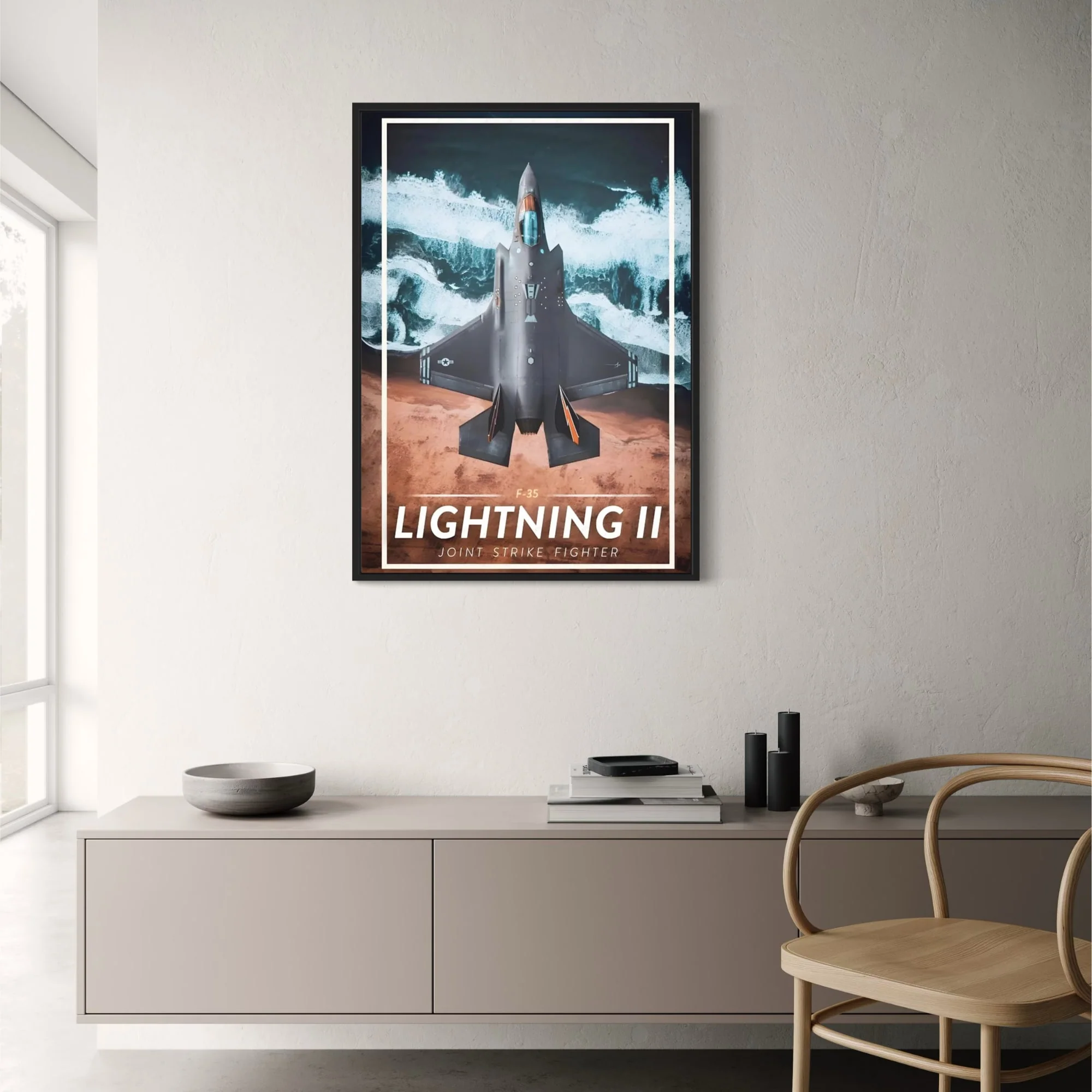 F-35 Lightning II Jet Art Print | Military Aviation Home Decor | Bold Aesthetic Poster for Office and Museums - Image 2