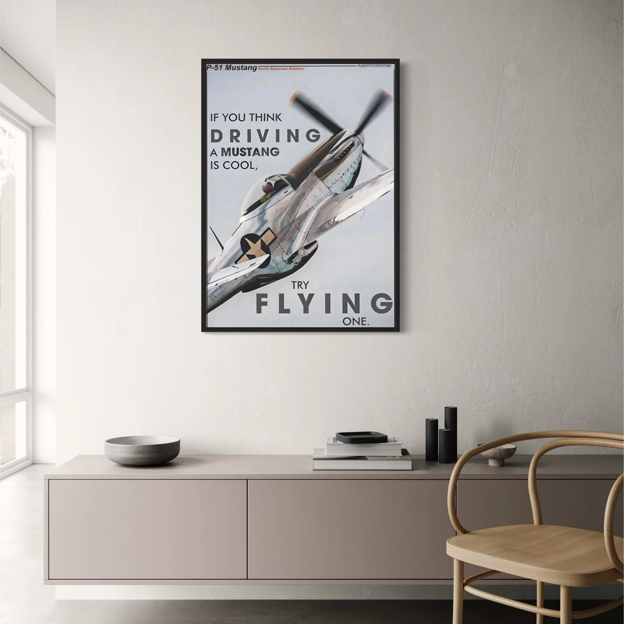 Vintage P-51 Mustang Fighter Aircraft Poster | WWII Aviation Art Print | Perfect for Home, Office, Gallery Decor - Image 2
