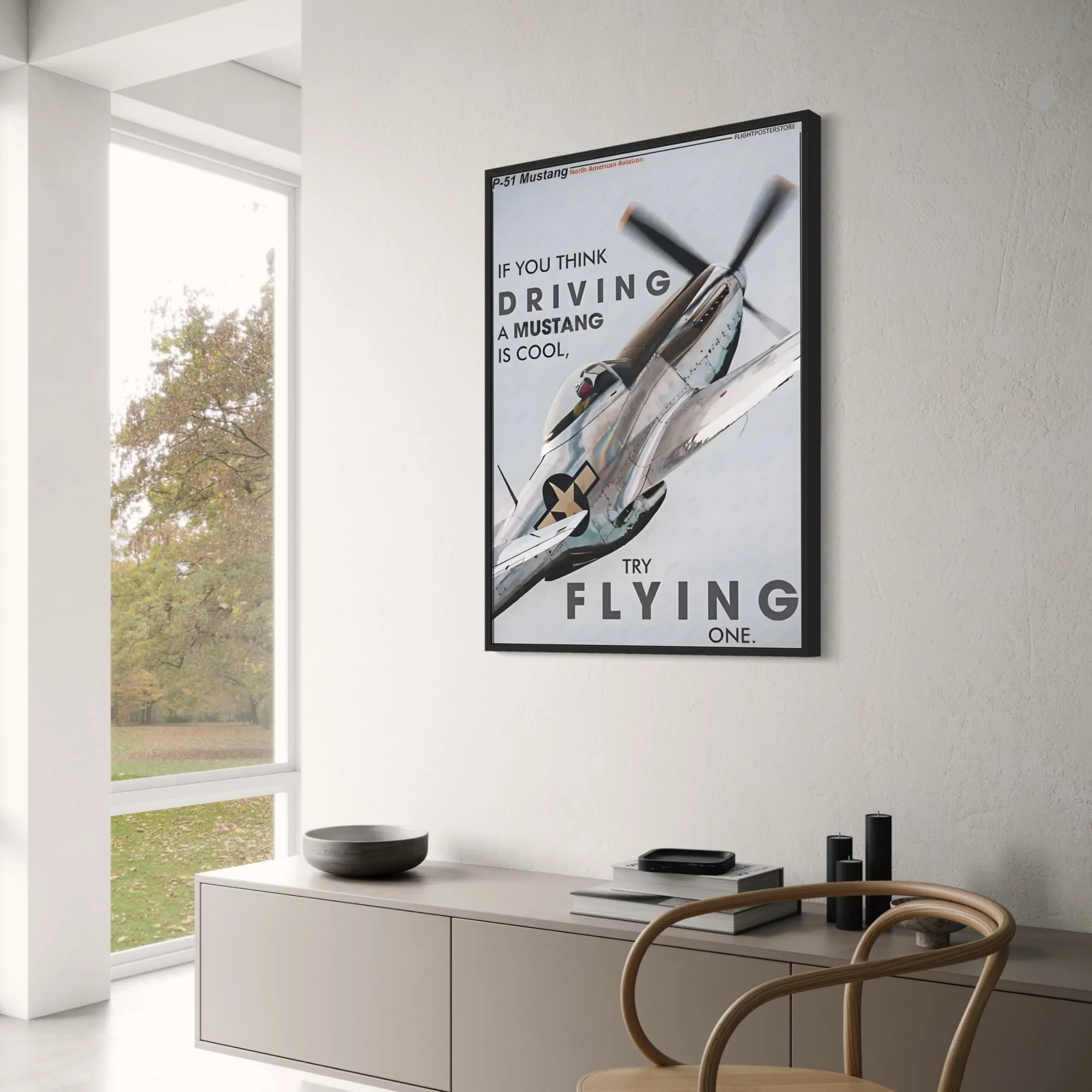 Vintage P-51 Mustang Fighter Aircraft Poster | WWII Aviation Art Print | Perfect for Home, Office, Gallery Decor - Image 3