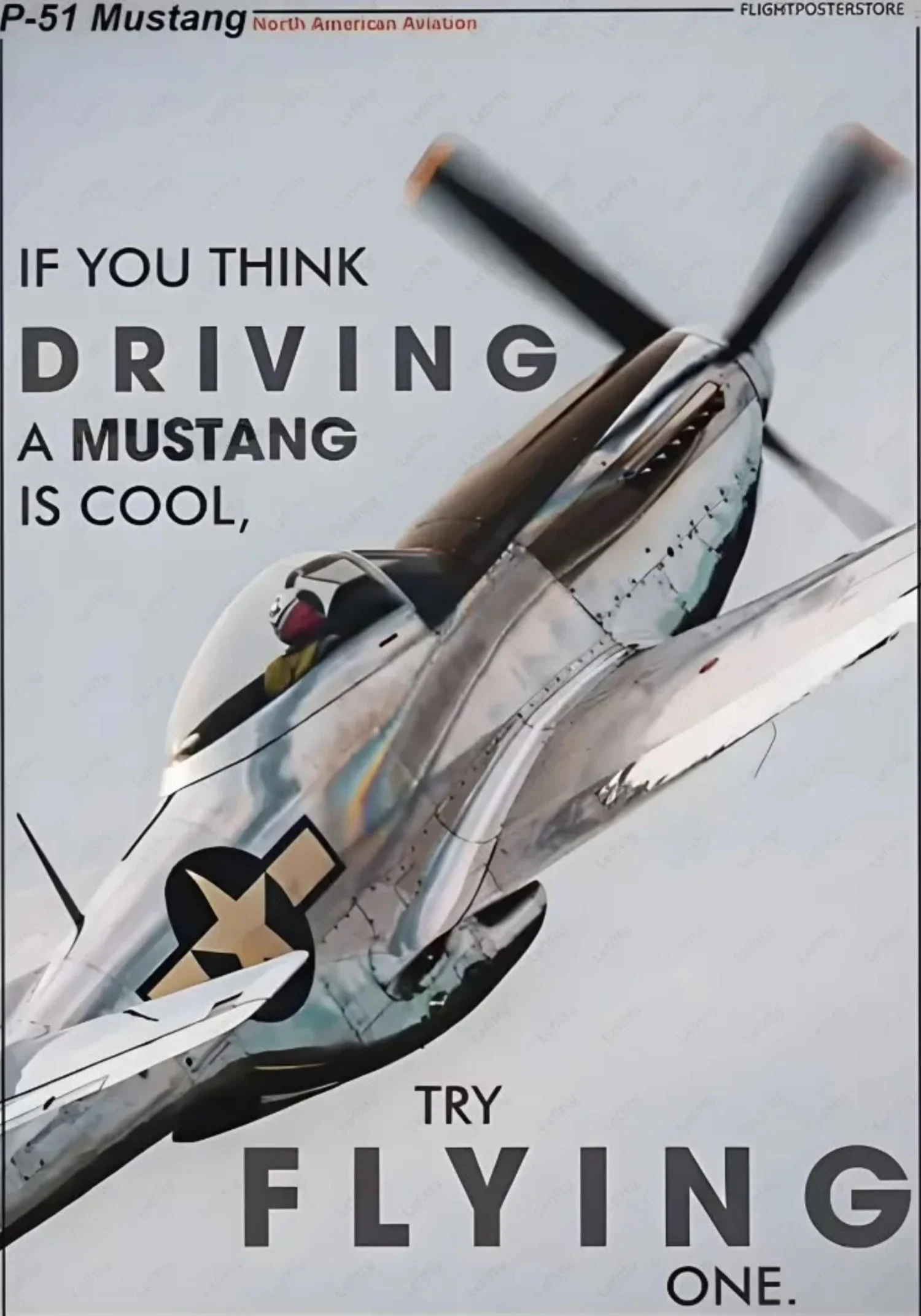 Vintage P-51 Mustang Fighter Aircraft Poster | WWII Aviation Art Print | Perfect for Home, Office, Gallery Decor - Image 4