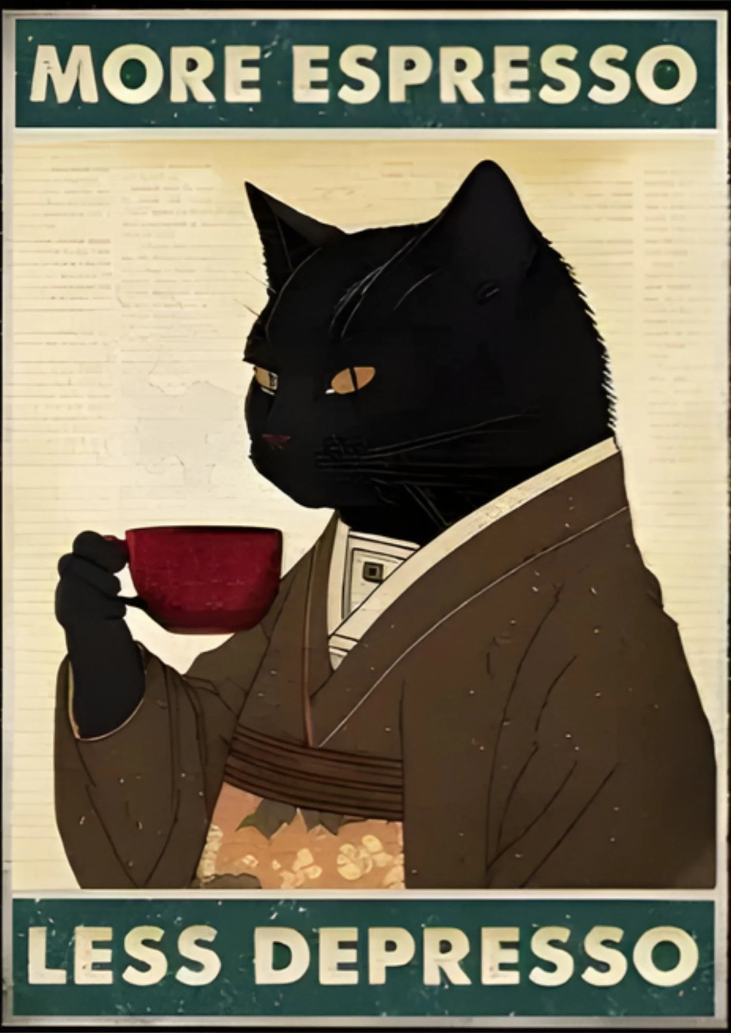 Black Cat Reading | Retro Funny Animal - Image 4