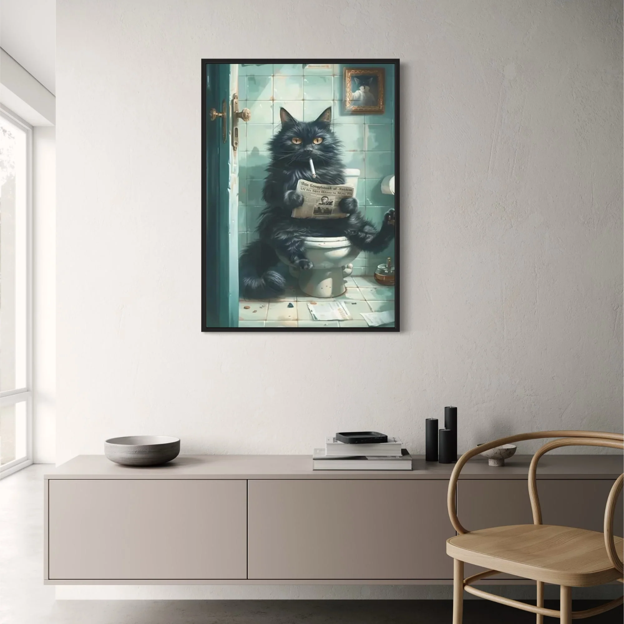 Black Cat | Kitten Reading | Retro Art Quote - Image 2