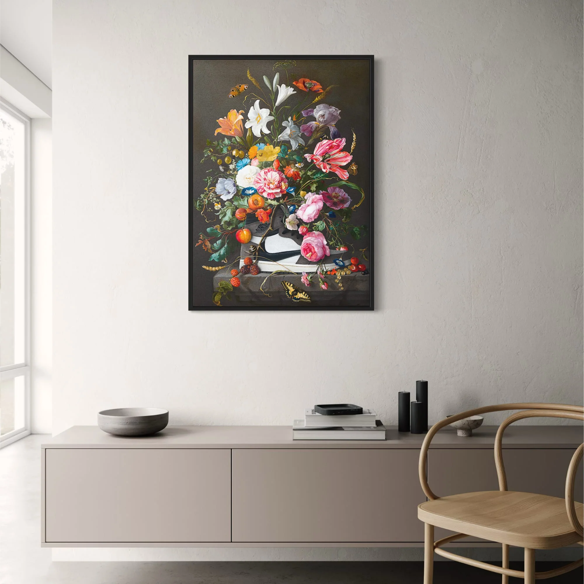 Sneaker & Botanical Fusion | Dark Background | Flowers & Butterflies - Image 2