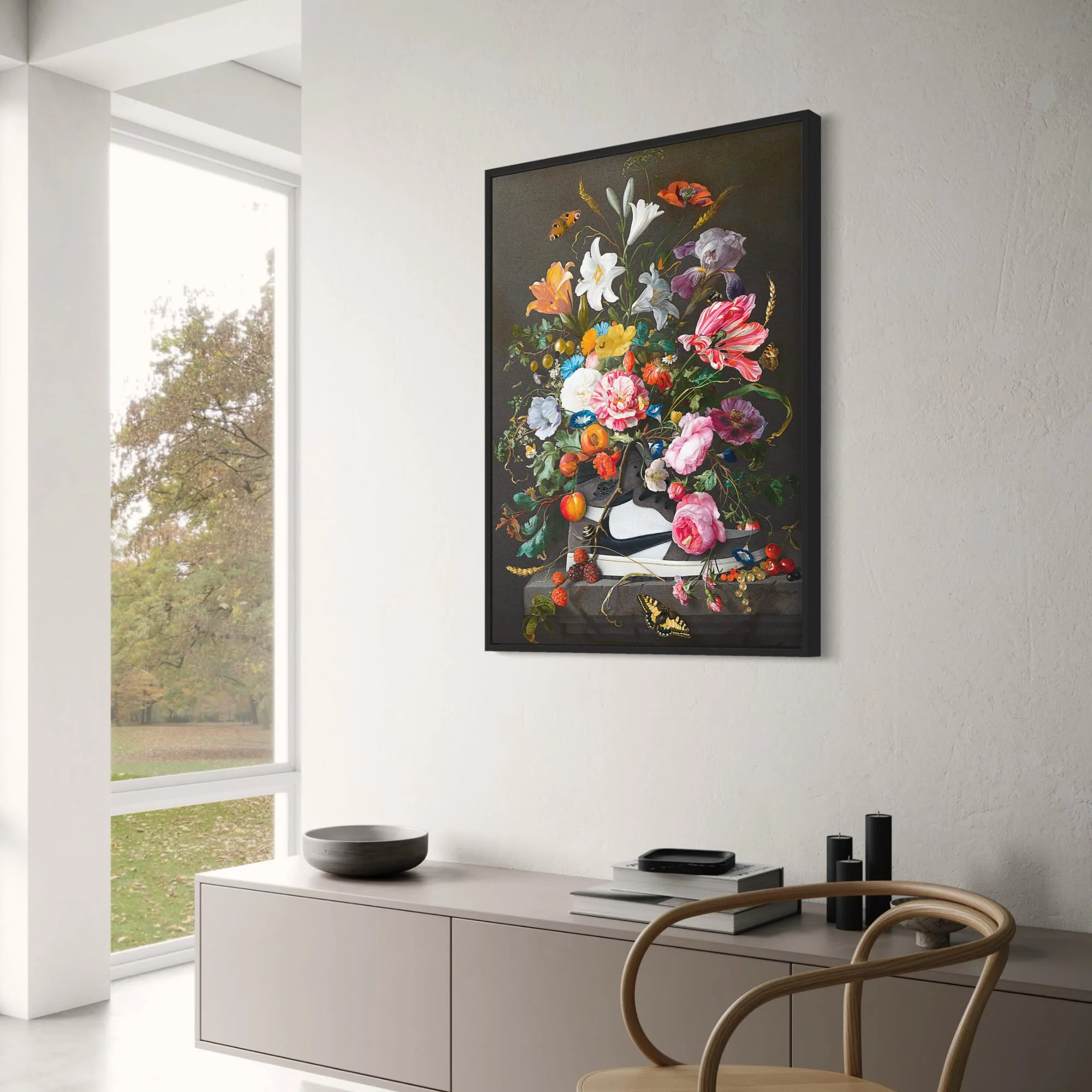 Sneaker & Botanical Fusion | Dark Background | Flowers & Butterflies - Image 3