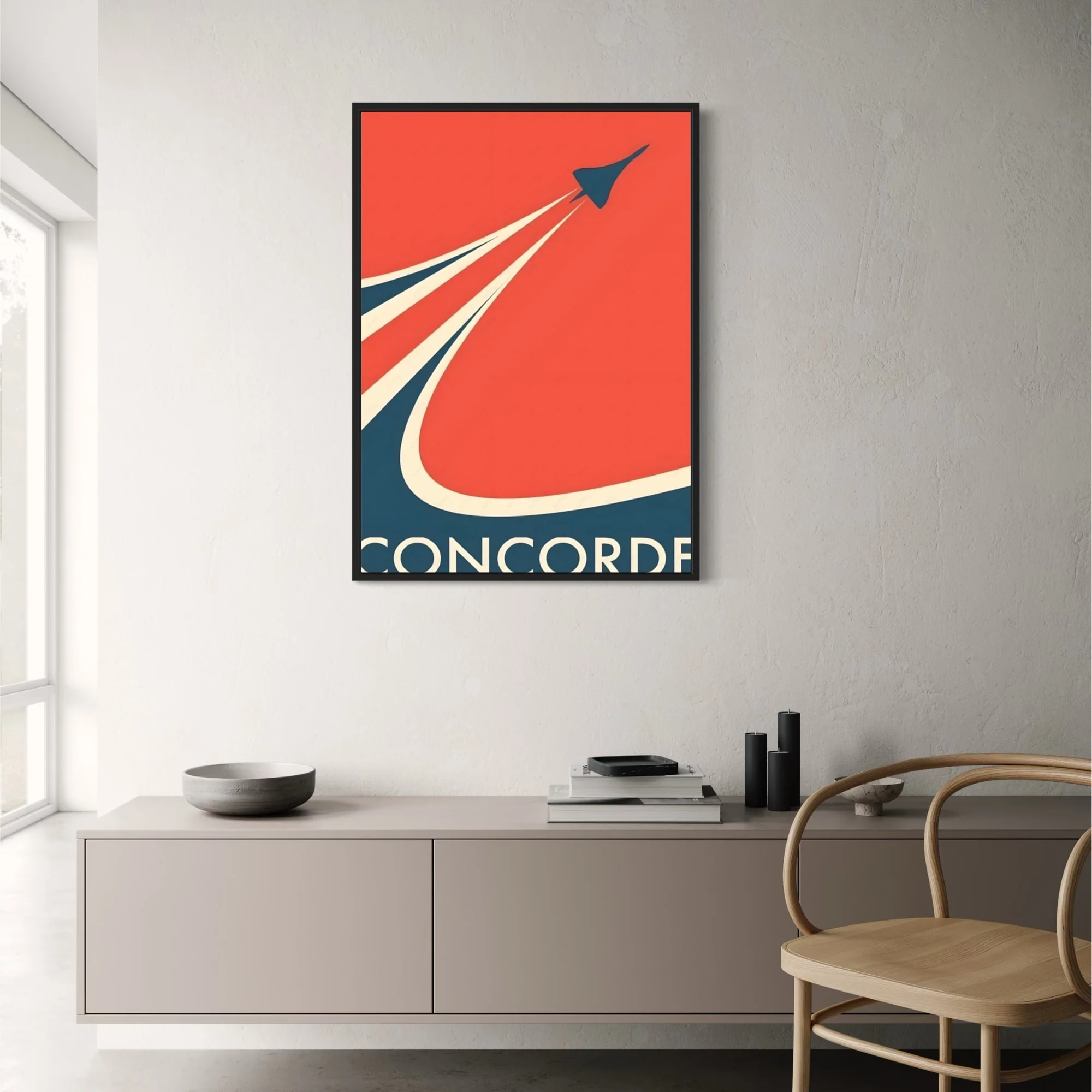 Retro Concorde Silhouette | Supersonic Jet | Bold Red & Cream - Image 2