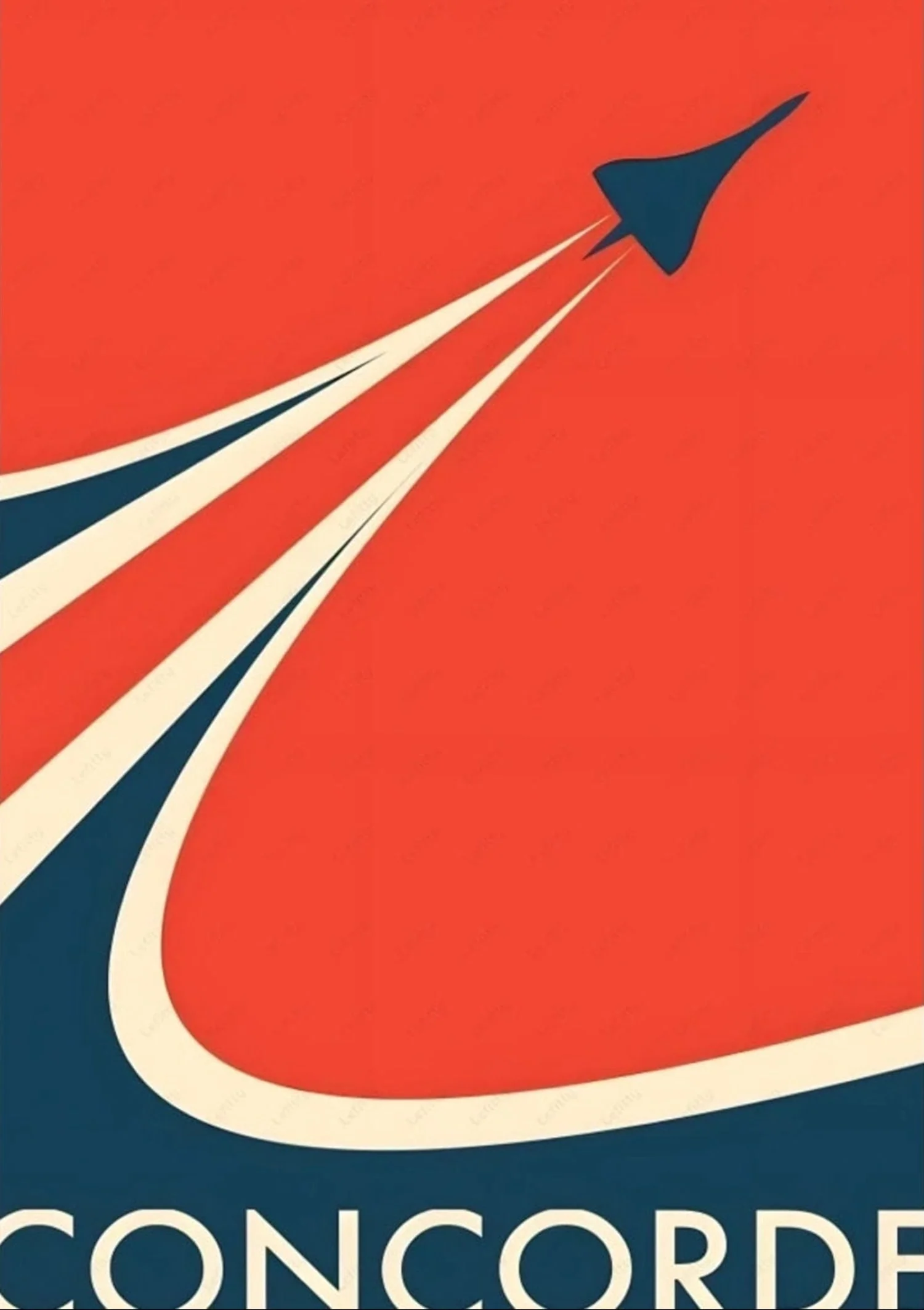 Retro Concorde Silhouette | Supersonic Jet | Bold Red & Cream - Image 4