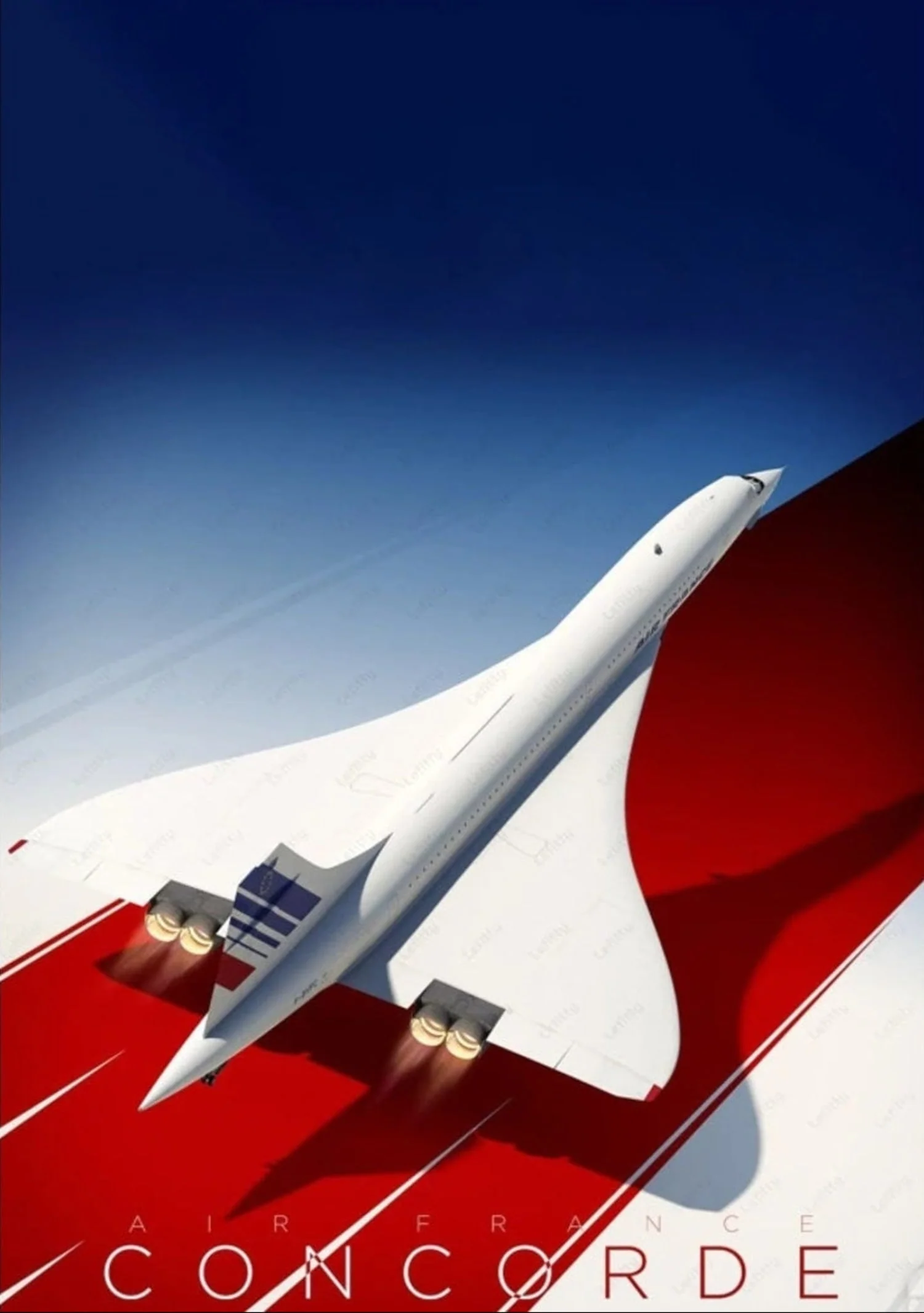 Vintage Concorde | Supersonic Aviation | Red Blue Design - Image 4