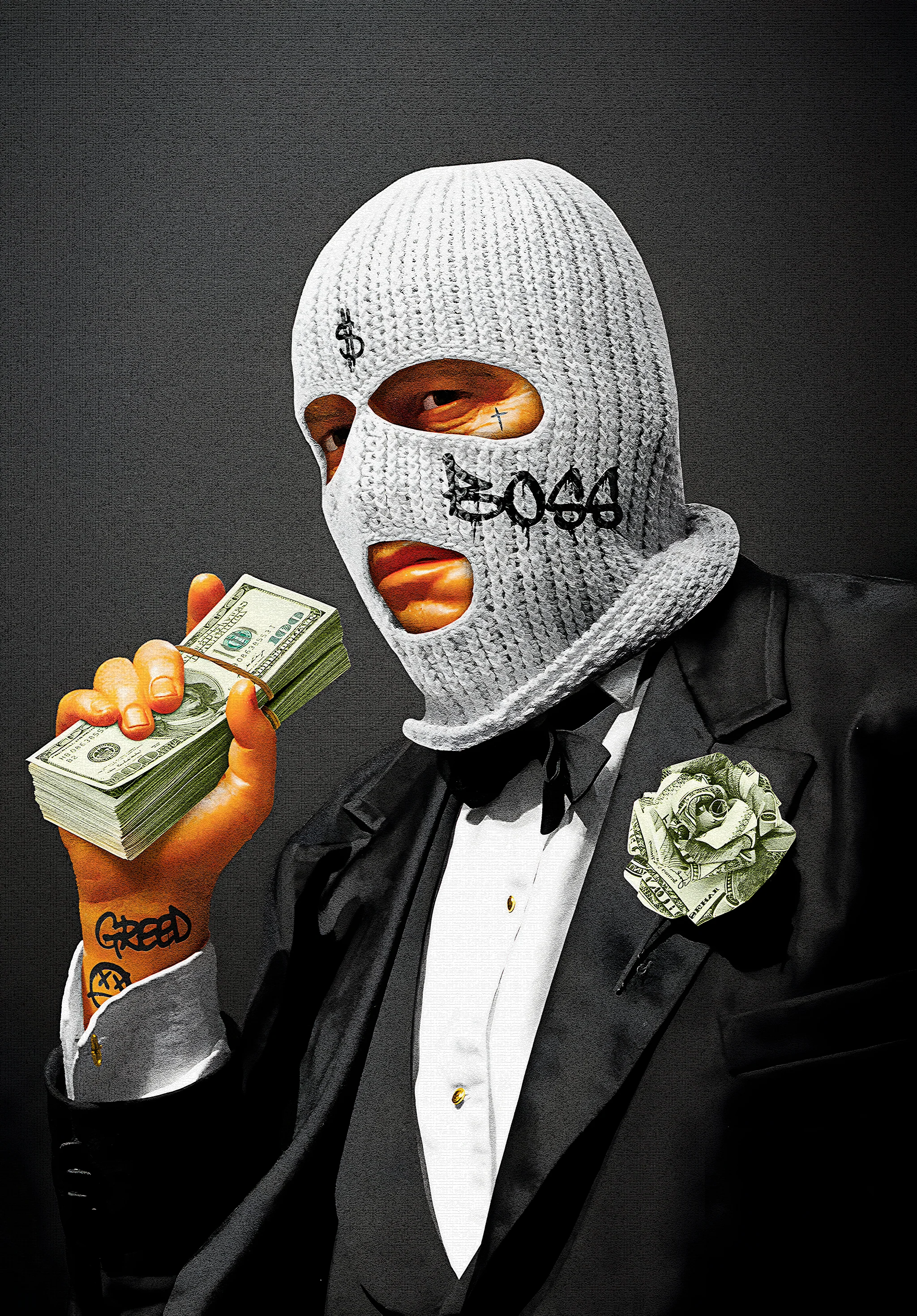 Balaclava Figure | Tuxedo & Tattoos | Wealth & Power Themes - Image 4